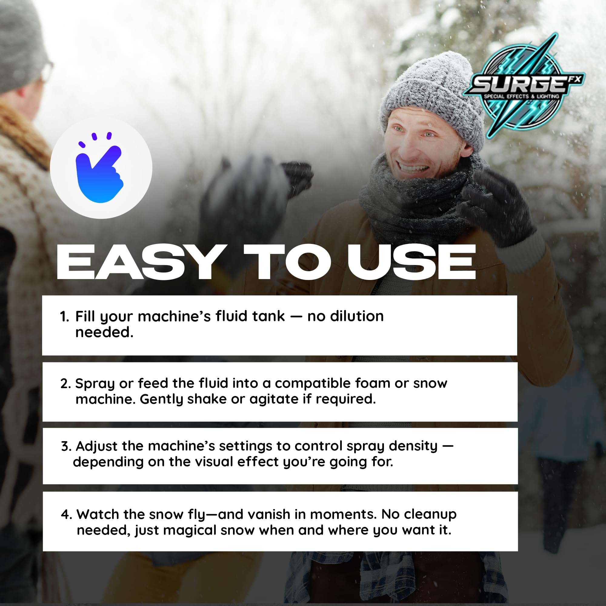 SurgeFX SNO Tundra Snow Machine Fluid – Long-Lasting Snow Solution, Water-Based Snow Juice & Liquid for Snow Machines, Indoor & Outdoor Artificial Snow Effect, 1 Gallon 6