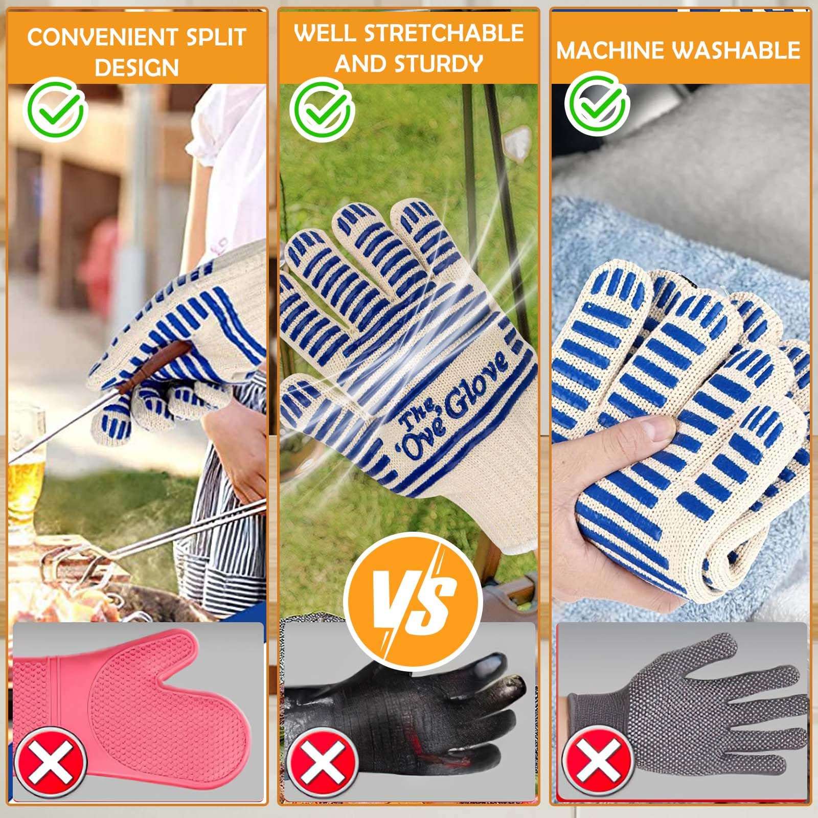 CoolShef Oven Gloves Heat Proof 250℃| Silicone Non-Slip Oven Mitts | Kitchen Gloves for Cooking, Grilling and Baking 6