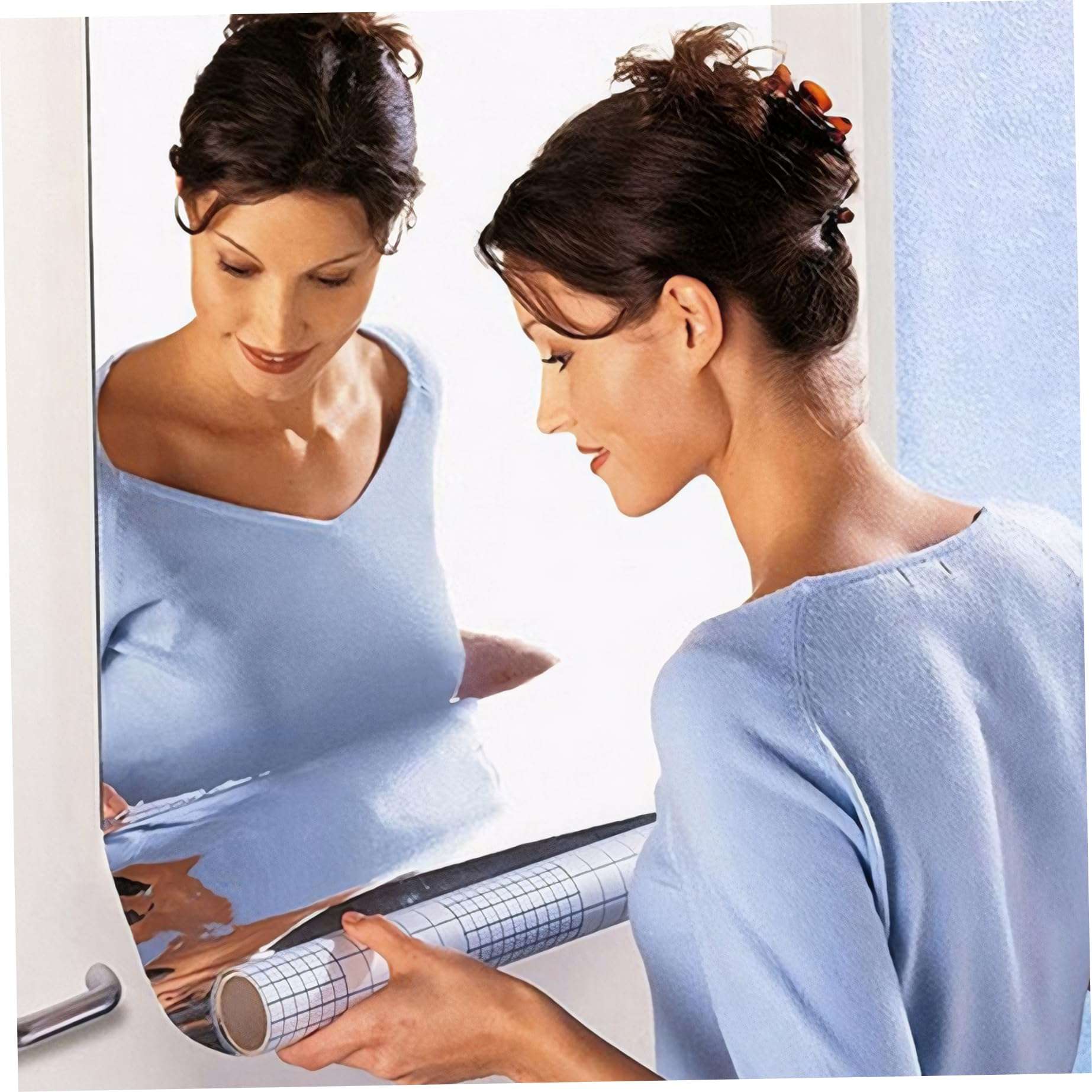 Veesper Self Adhesive Mirror Wall 20 x 79 Large Flexible Mirror Wall Stickers Waterproof Wall Stick on Mirror DIY PET Door Mirror Decorative Mirrors for Wall, Bathroom and Bedroom 4