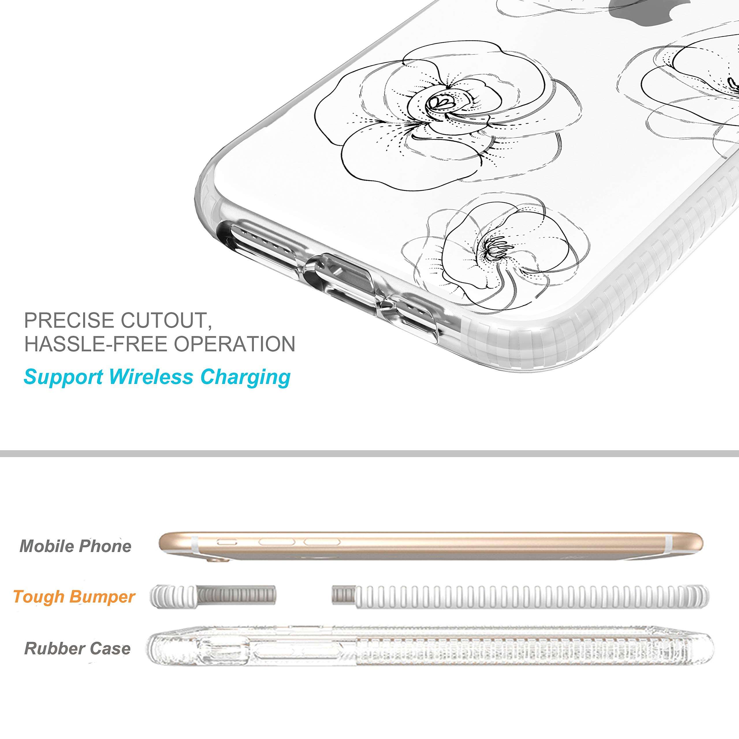 iPhone 11 Clear Case,Elegant Japanese Bamboo Leaves Pink Blue Elegant Spring Nature Style Trendy Hipster Chic Cute Case for Girls Women Soft Protective Clear Case With Design Compatible for iPhone 11 3