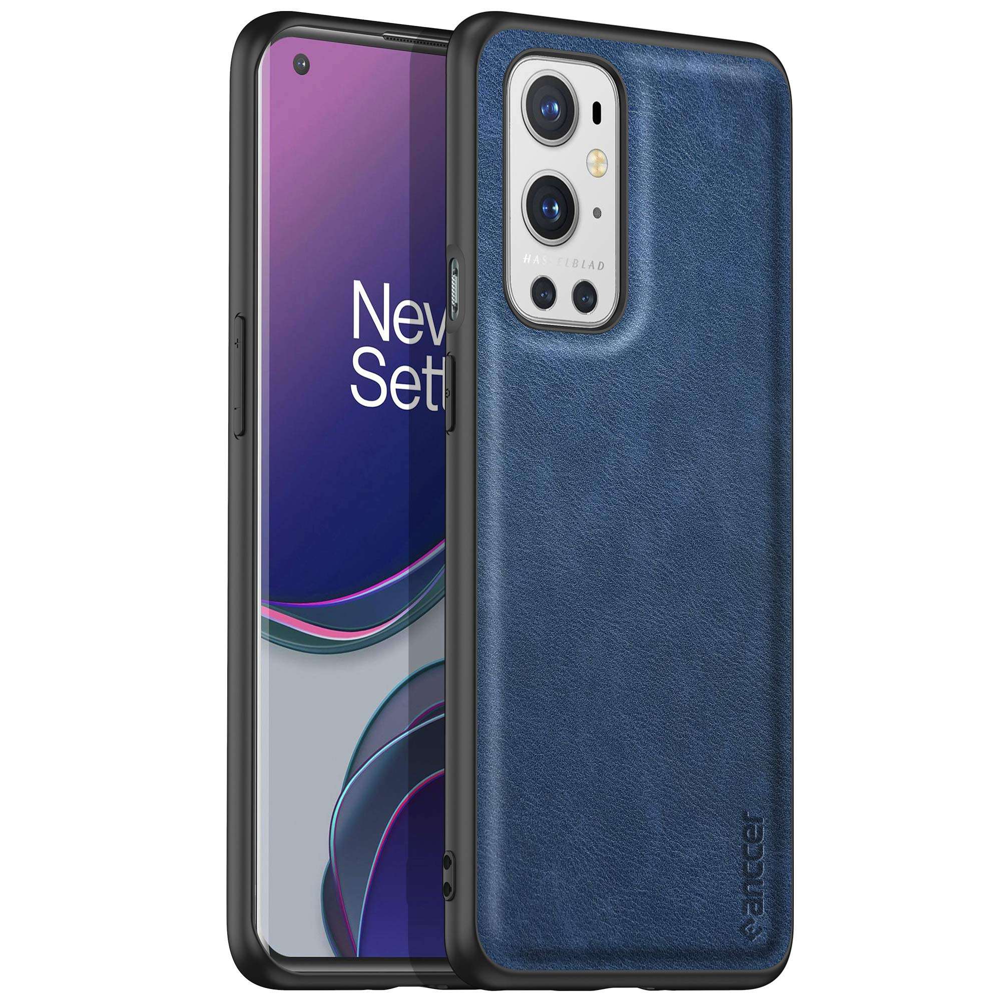 anccer Compatible with Oneplus 9 Pro Case, Elegant Leather Three-Layer Back with Soft Silicone Edge Shockproof Protective Cover (Blue) 1
