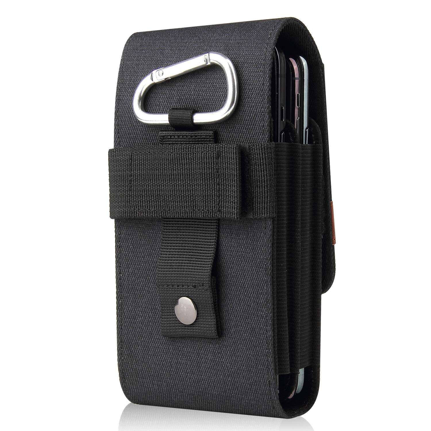 Nylon Dual Double Cell Phone Case Holster Belt Loop Pouch for Two Phones for Samsung S23 Ultra, S22 Ultra, S21 Ultra, A13 5G, A53 5G, A14 5G, A03S / Moto G Power 2022, G Stylus 5g / OnePlus 9, 10t, 8t 3