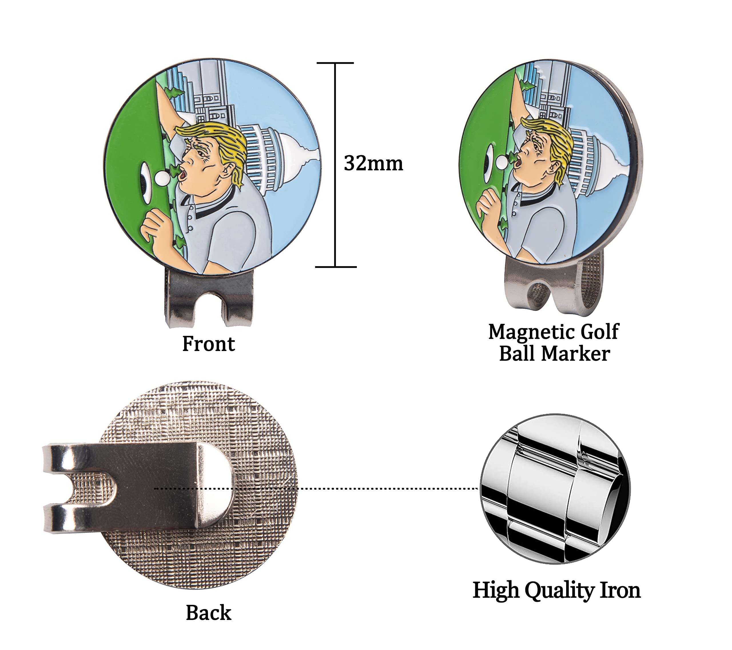 Funny Golf Ball Markers with Hat Clips, Enamel Magnetic Golf Ball Marker Gifts for Golfer, Cap Clip Golf Accessories for Men Women (Happy) 4