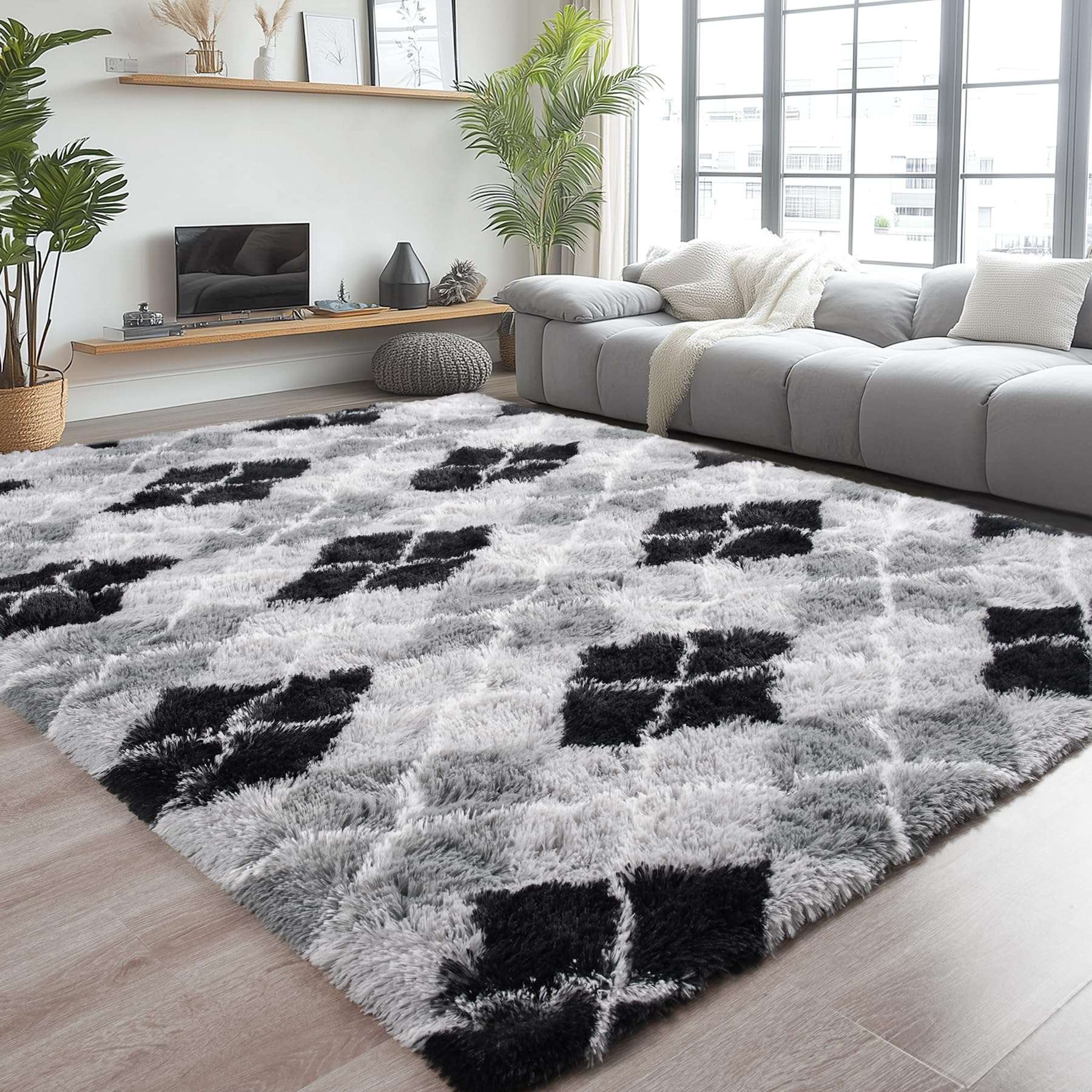 Chicrug Cute Rainbow Area Rugs for Girls Bedroom, 5x8 Feet Fluffy Kids Rug for Room Decor, Shag Soft Dorm Bedside Playroom Carpet for Baby Nursery Room 1