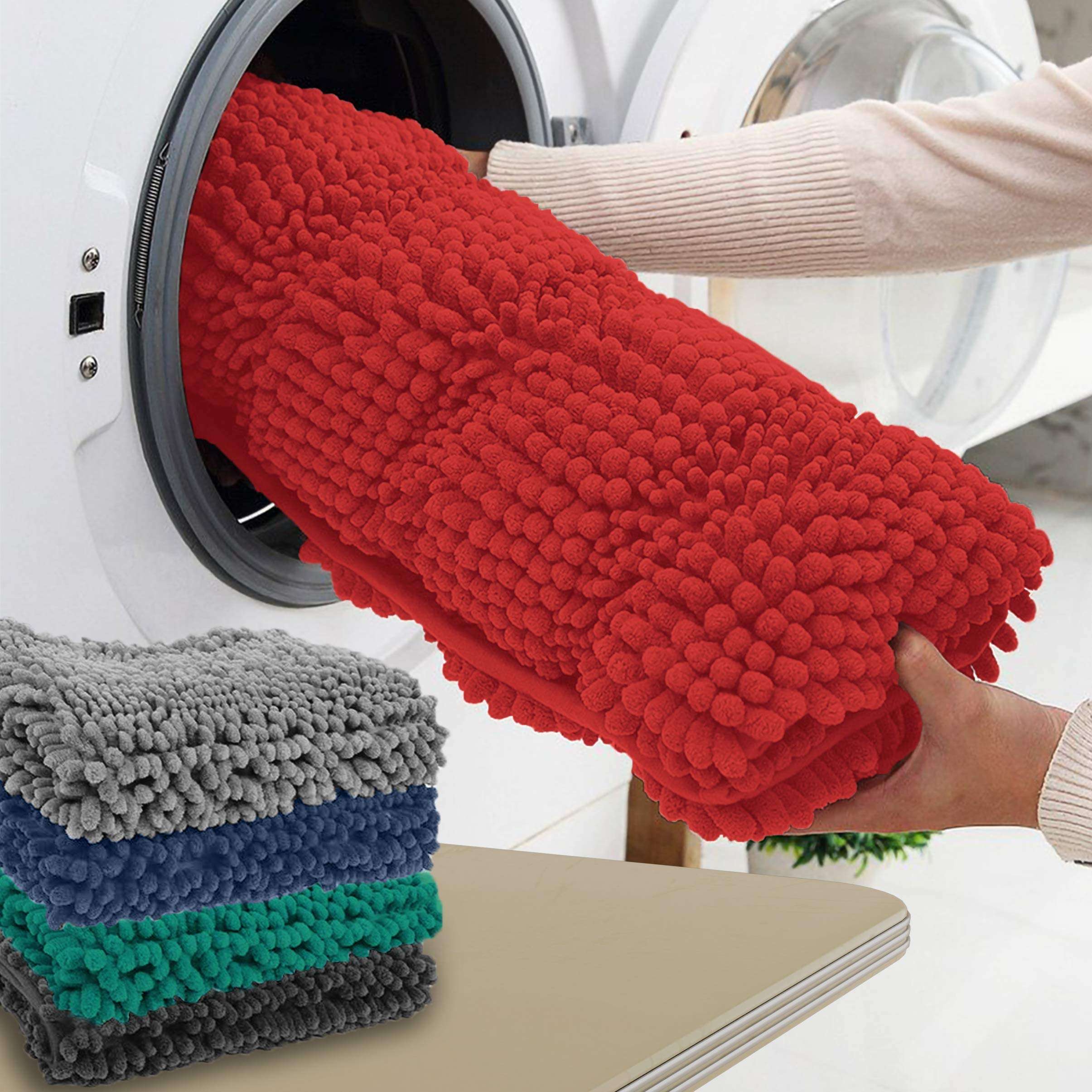 Zebrux Red Bathroom Rugs Christmas Décor - Extra Soft and Absorbent Red Bathroom Rugs - Machine Wash, Non Slip Striped Bath Mats for Indoor, Kitchen, Toilet Decorations for Christmas. 3