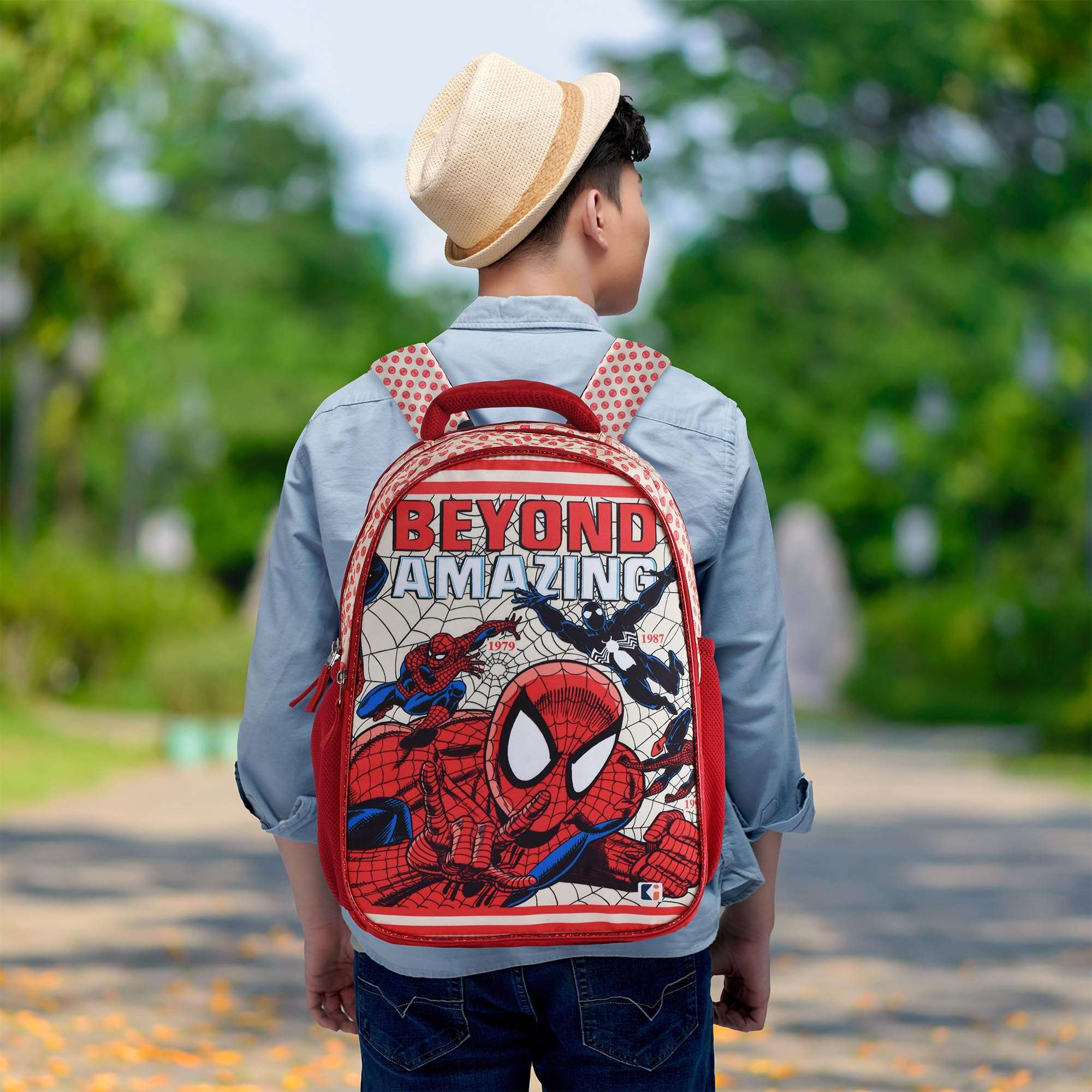 Heart Home School-College Bag | Marvel Spiderman Amazing Backpack for Boys and Girls | 4 Compartment Travel Backpack | Water Resistant Bookbag for Daily Routine | Laptop Bag | Large | Cream 3