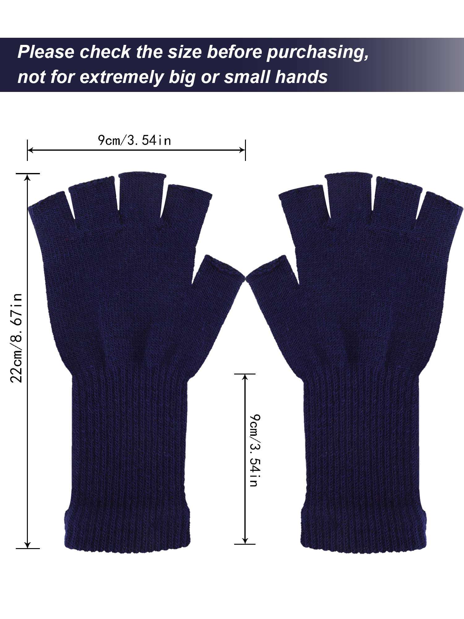 2 Pairs Unisex Fingerless Gloves Half Finger Stretchy Knit Gloves Lengthen Wrist Mittens Winter Warm Gloves 2