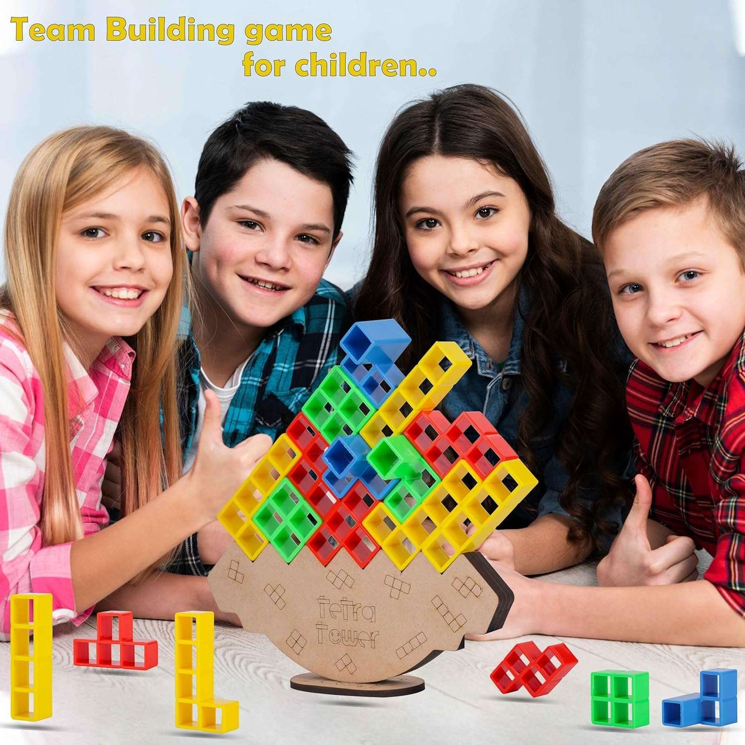 Qwick Click Creative Wooden Building Blocks Set with Stacking Cubes and Triangles, Educational Tie-Dye Toys for Kids 3