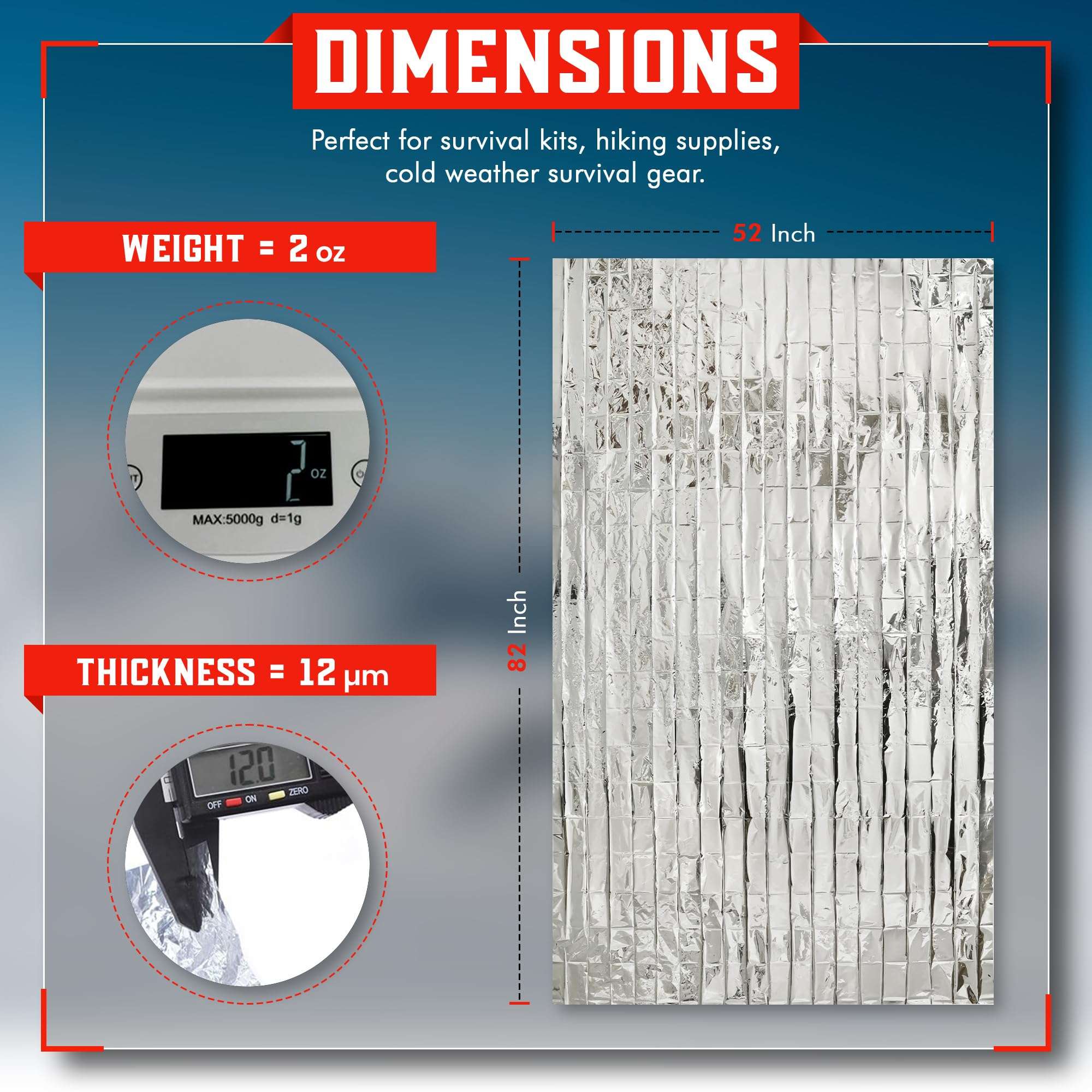 Mart Cobra Emergency Blanket 4-Pack Space Mylar Blankets Survival Gear and Supplies Reusable Thermal Camping Essentials First Aid Car Emergency Kit Prepper Bug Out Bag Foil Warm Cat Cold Snow Winter 4