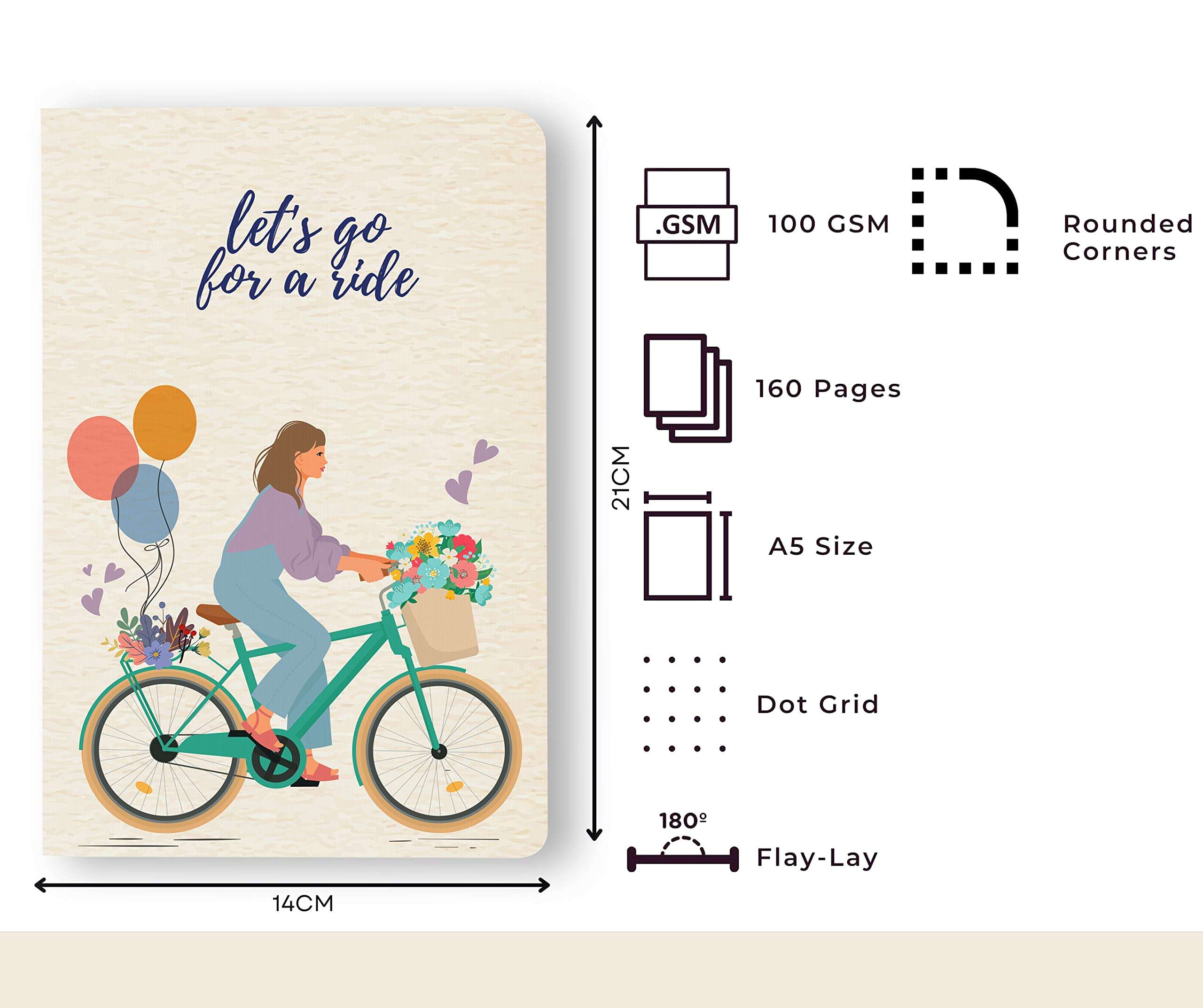 BOUND N FOUND 100 GSM A5 Dot Grid Journal Diary for Women:160 Pages (Cycle) 3