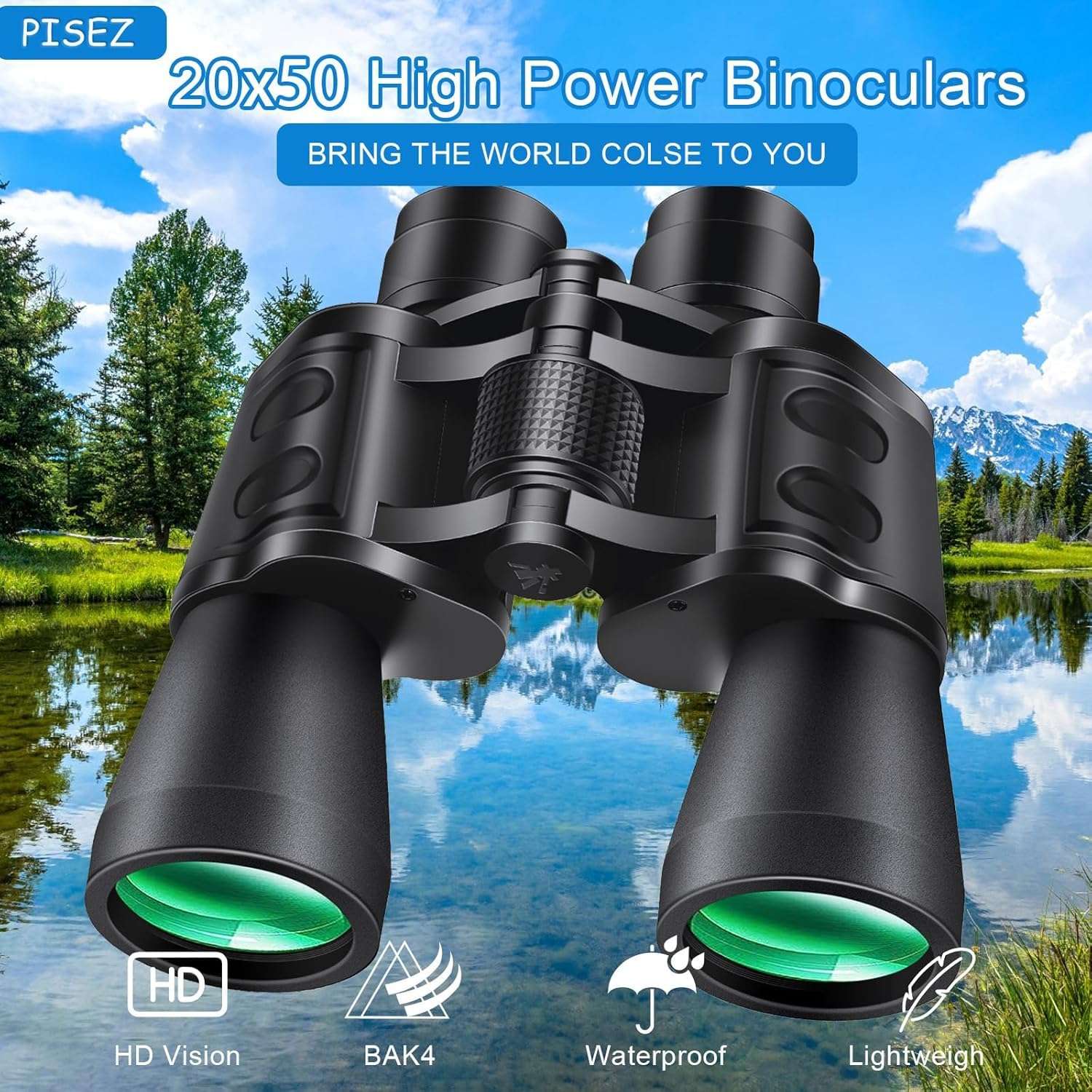 20X50 Binoculars for Adults High Powered with Low Light Vision，Compact Large View Waterproof Binoculars for Bird Watching Hunting Concert Traveling Theater Opera Sightseeing 6