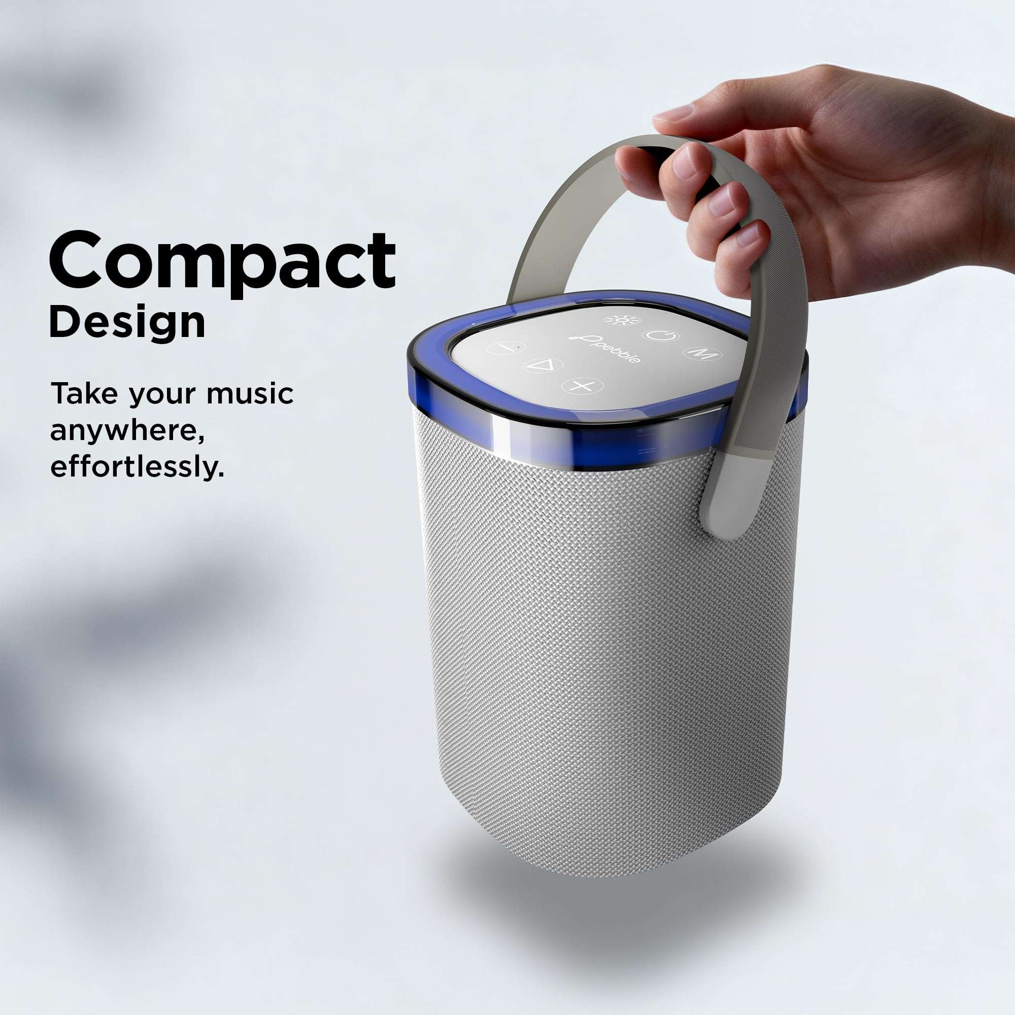 Pebble Newly Launched Mystic Bluetooth Speaker with RGB Lights, 1800mAh Battery, Premium Fabric Design, Type-C Fast Charging, FM/TFT/USB/AUX Support, Wireless Speaker with Multicolor LED Modes - Grey 5