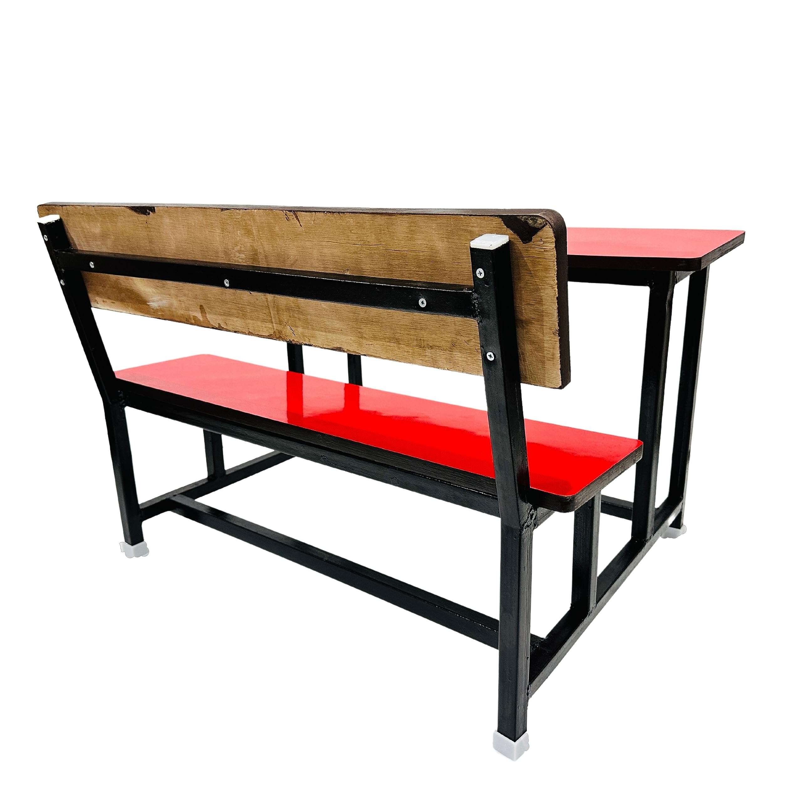SCHOOL FURNITURE sturby School Duel Desk with Back Support for Two Students Heavy Duty Frame with ply Board red Color (4pc) 3