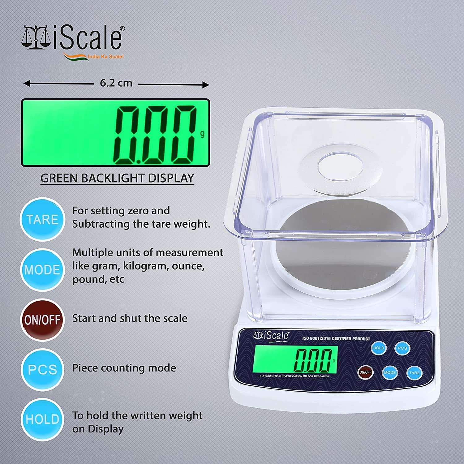iScale i-400c, 500g x 10mg (0.01g) Analytical Balance Weighing Scale for Labs and Gold Jewelry with Windshield Cover (Not legal commercial use) 4