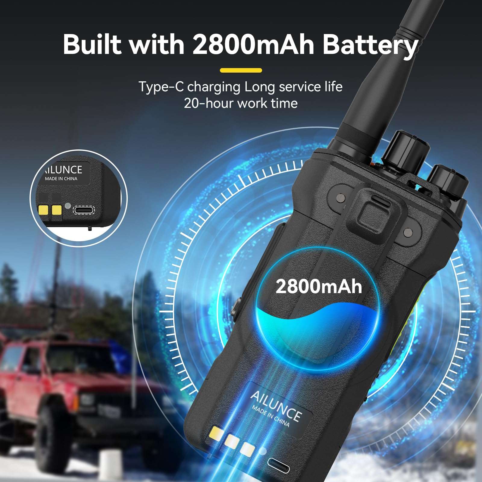 Retevis Ailunce HA1UV Ham Radio Handheld,Dual Band Radio with Cable,IP67 Waterproof,USB-C Charging,2800mAh Battery,NOAA,Emergency Alarm,Long Range Handheld Transceiver for Camping Adventures(2 Pack) 5