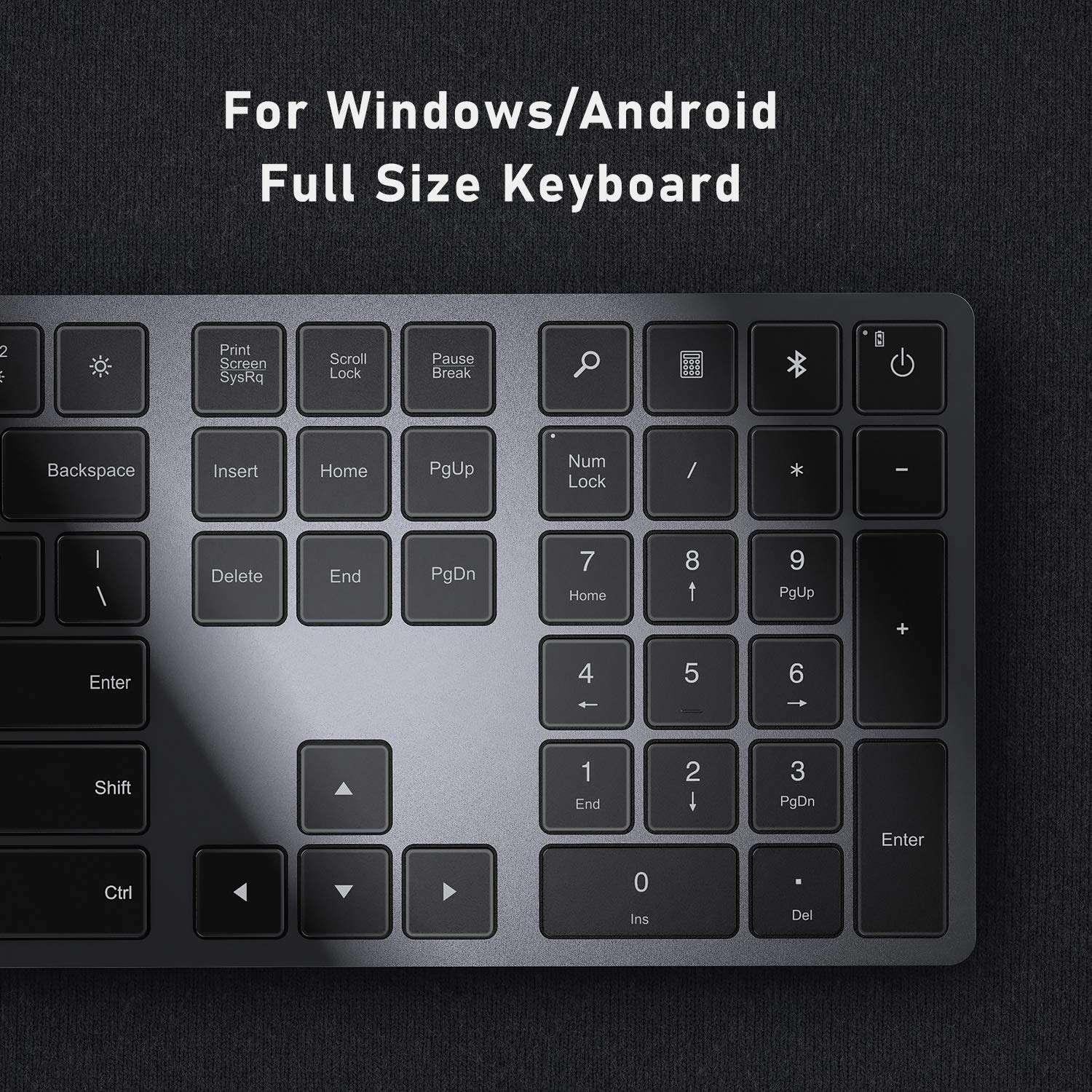 Seenda Wireless Keyboard - Universal Bluetooth Rechargeable Wireless Keyboard with Number Pad Full-Size Ergonomic Slim Quiet Design for Windows Android Computer Desktop PC Laptop Surface Smart TV 6