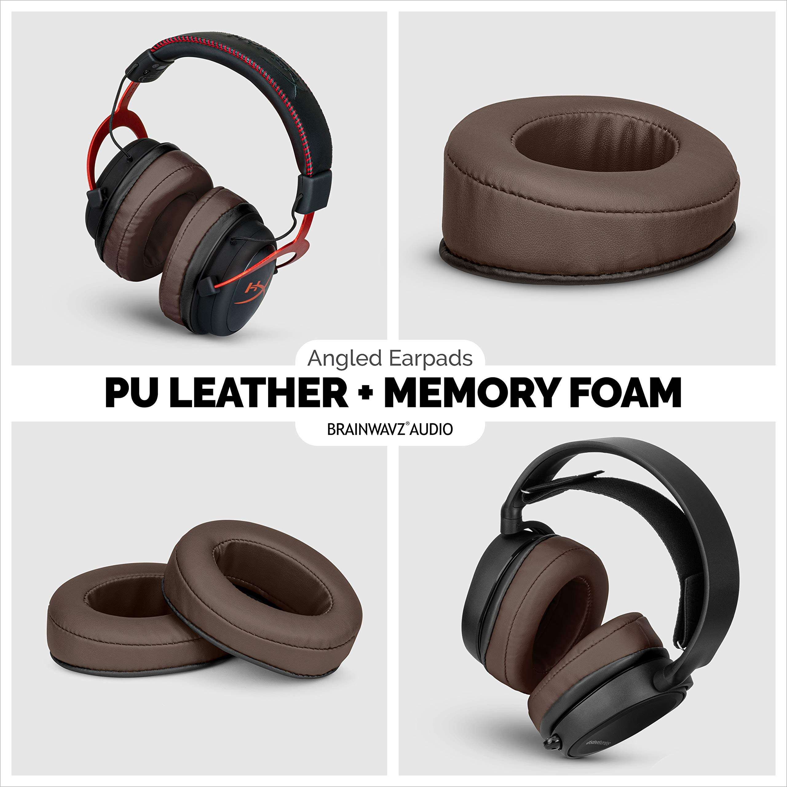 Brainwavz Angled Memory Foam Earpad - Suitable for Large Over The Ear Headphones - AKG, HifiMan, ATH, Philips, Fostex (Brown) 3