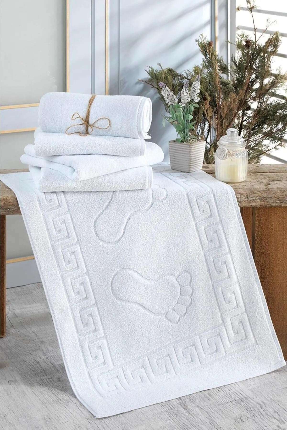 Generic White Classic Luxury Bath Mat Floor Towel Set -%100 Cotton Shower/Bathtub Mats | 2 Pack | White 20x30 inch 3