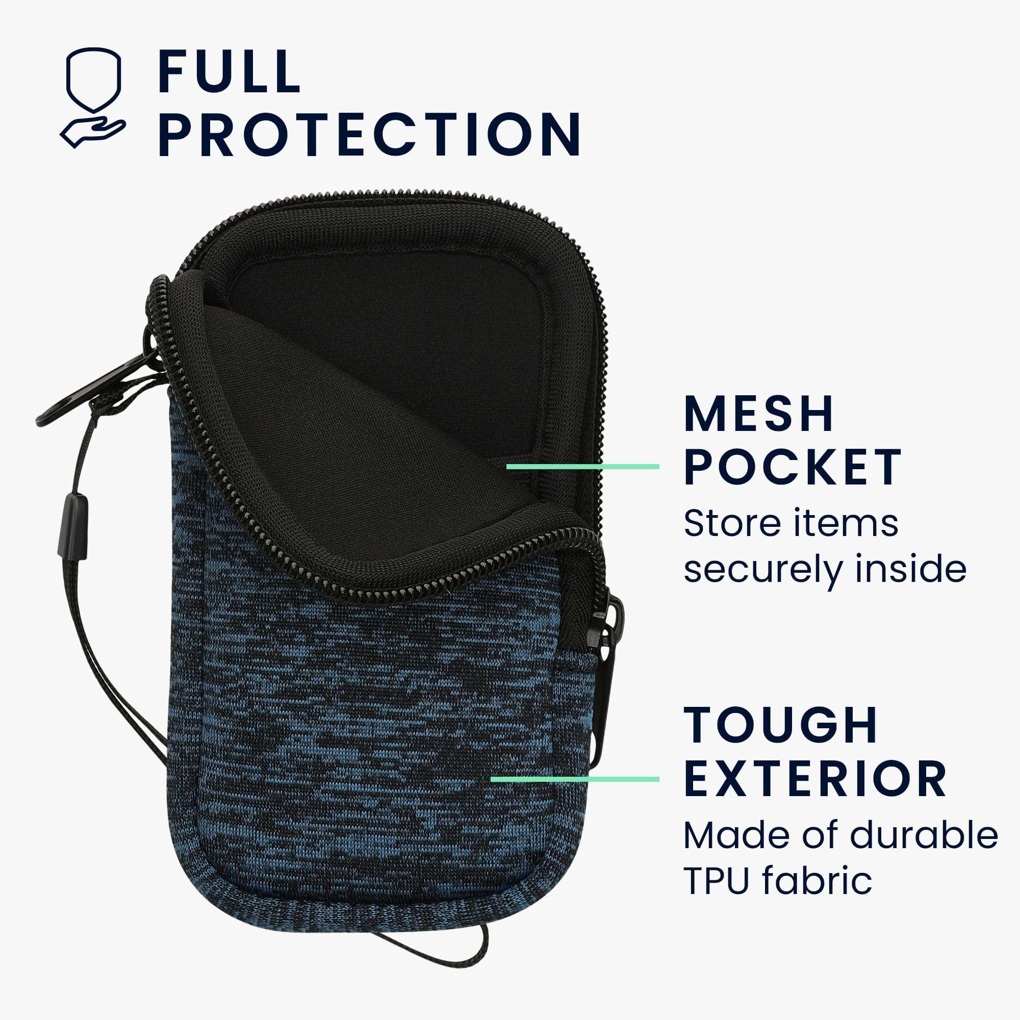 kwmobile Neoprene Phone Pouch Size S - 4.5" - Universal Cell Sleeve Mobile Bag with Zipper, Wrist Strap - Grey 3