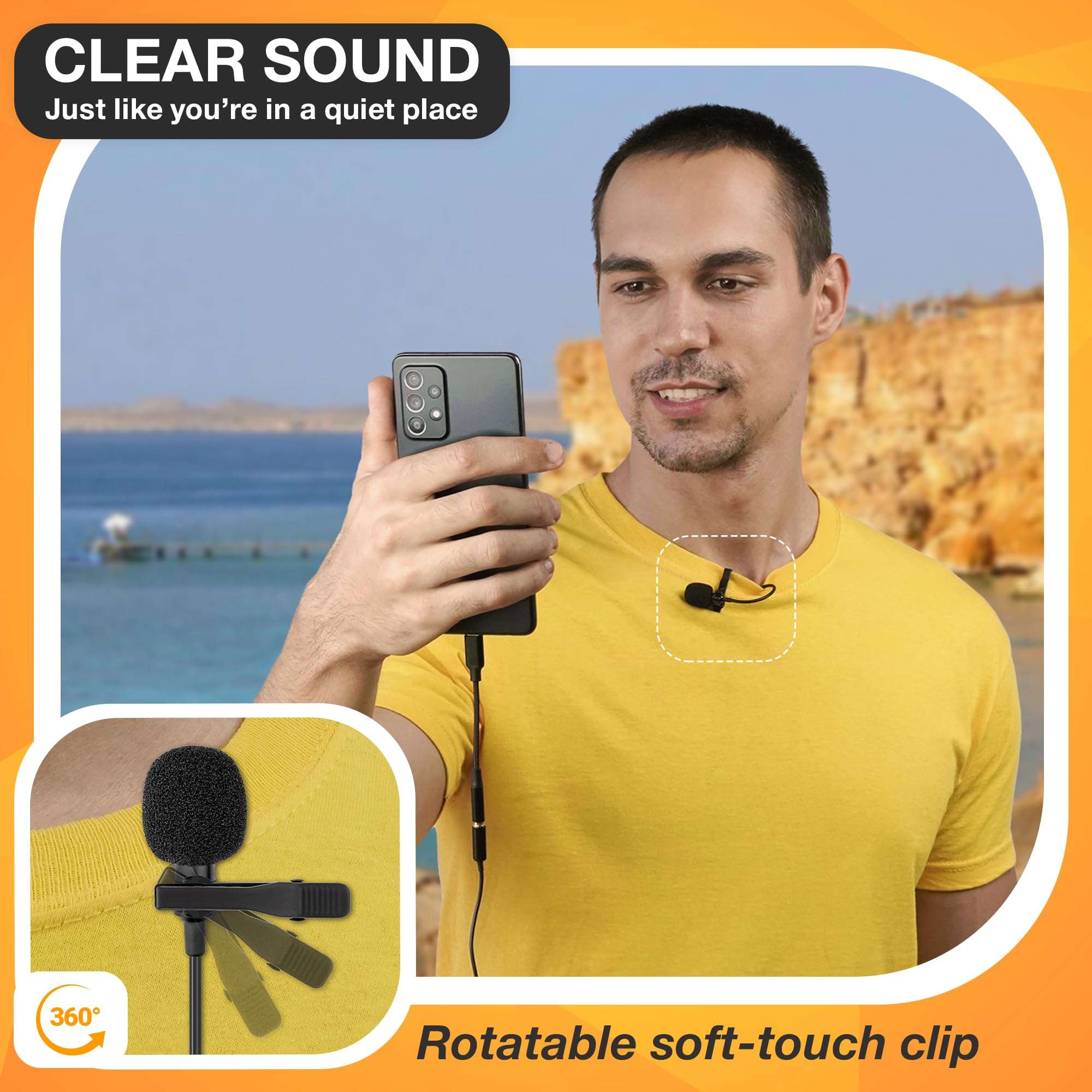 PowerDeWise Upgraded 2024 Type-C Lavalier Microphone with Adapter - Omnidirectional USB C Lav Mic for iPhone 15 Pro, Android, PC, Mac, Recorders - YouTube Interview Vlogging 4