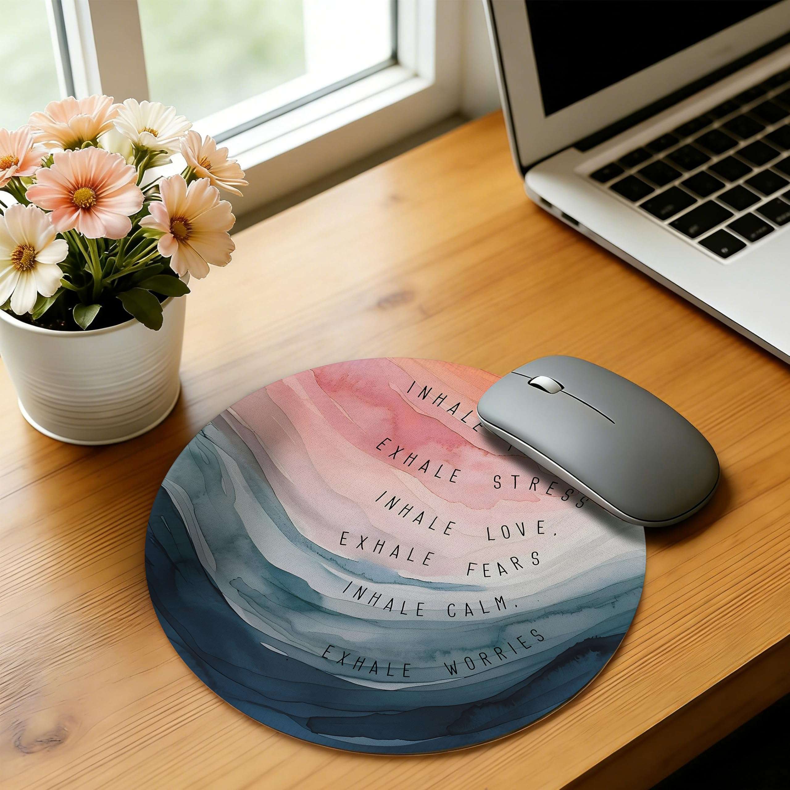 WOOGCHEIR Inspirational Mouse Pad ，Calming Ocean Theme Mousepad Mouse Mat with Non-Slip Rubber Base for Home Office Desk Accessories,Aesthetic Office Supplies,7.9x7.9 Inch 3