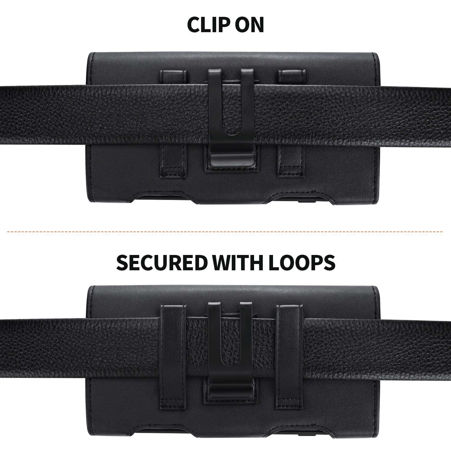 BECPLT for Samsung Galaxy S24+ S23+ S22+ 5G S23 FE 5G S21 FE 5G Holster Case, Galaxy S21+ 5G Leather Pouch Holster Case with Belt Clip Loops for Samsung Galaxy S20+ 5G S20 Plus S10 Plus S9 Plus -Black 4