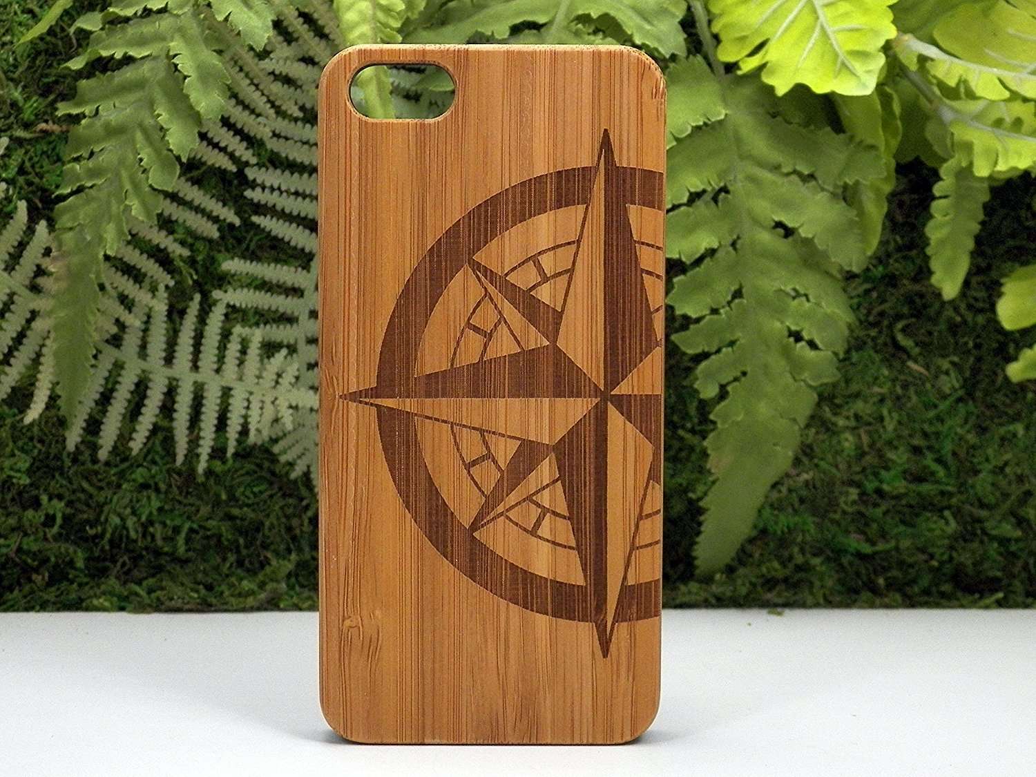 Compass Rose iPhone 7 Bamboo Case. Tattoo Nautical Navigation North South East West. Sailor Military. Wood Phone Cover. 2