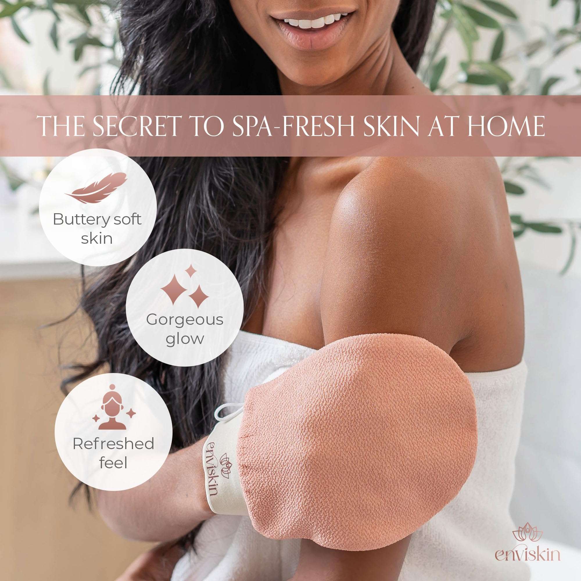 Enviskin Dermaglow Deep Exfoliating Glove - Plant Based Body Exfoliator for Kerotosis Pilaris & Spray Tan Removal -Pink 3