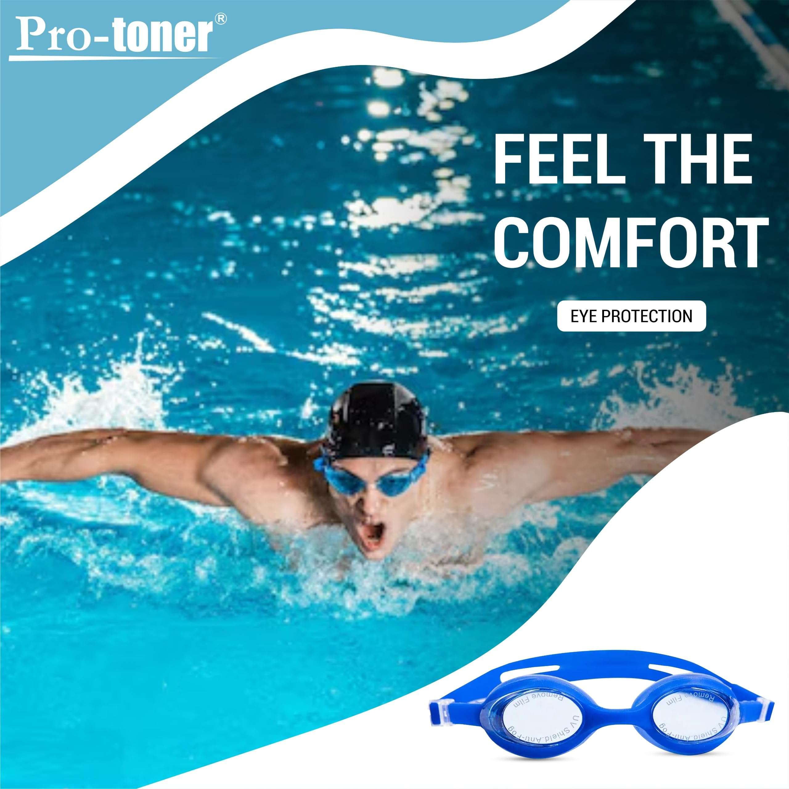 Protoner Swimming Set with Goggles, Cap and Ear Plugs 5