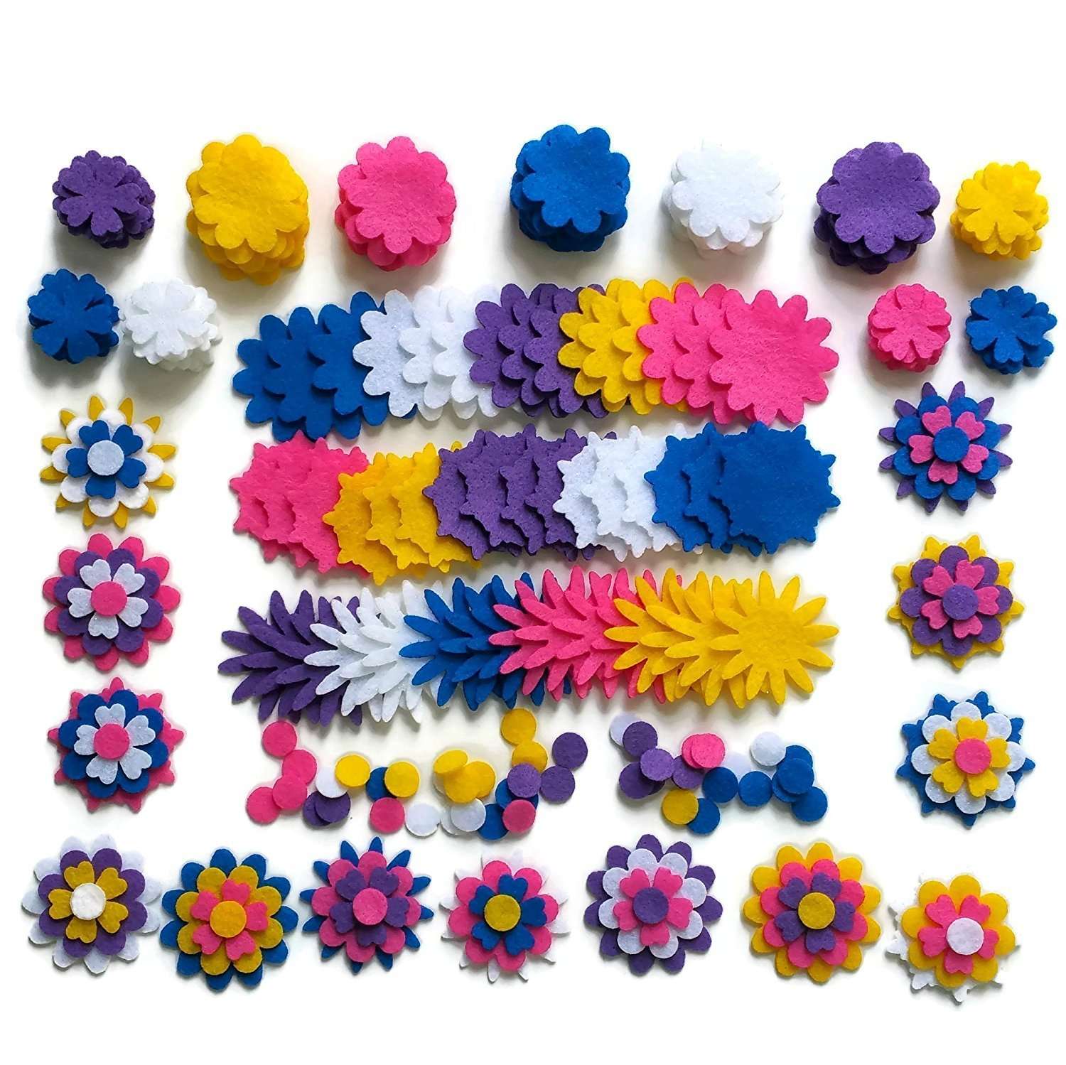 240 Piece - Craft Felt Flowers - Assorted Color Felt Flower Shapes - by Wildflower Toys 1
