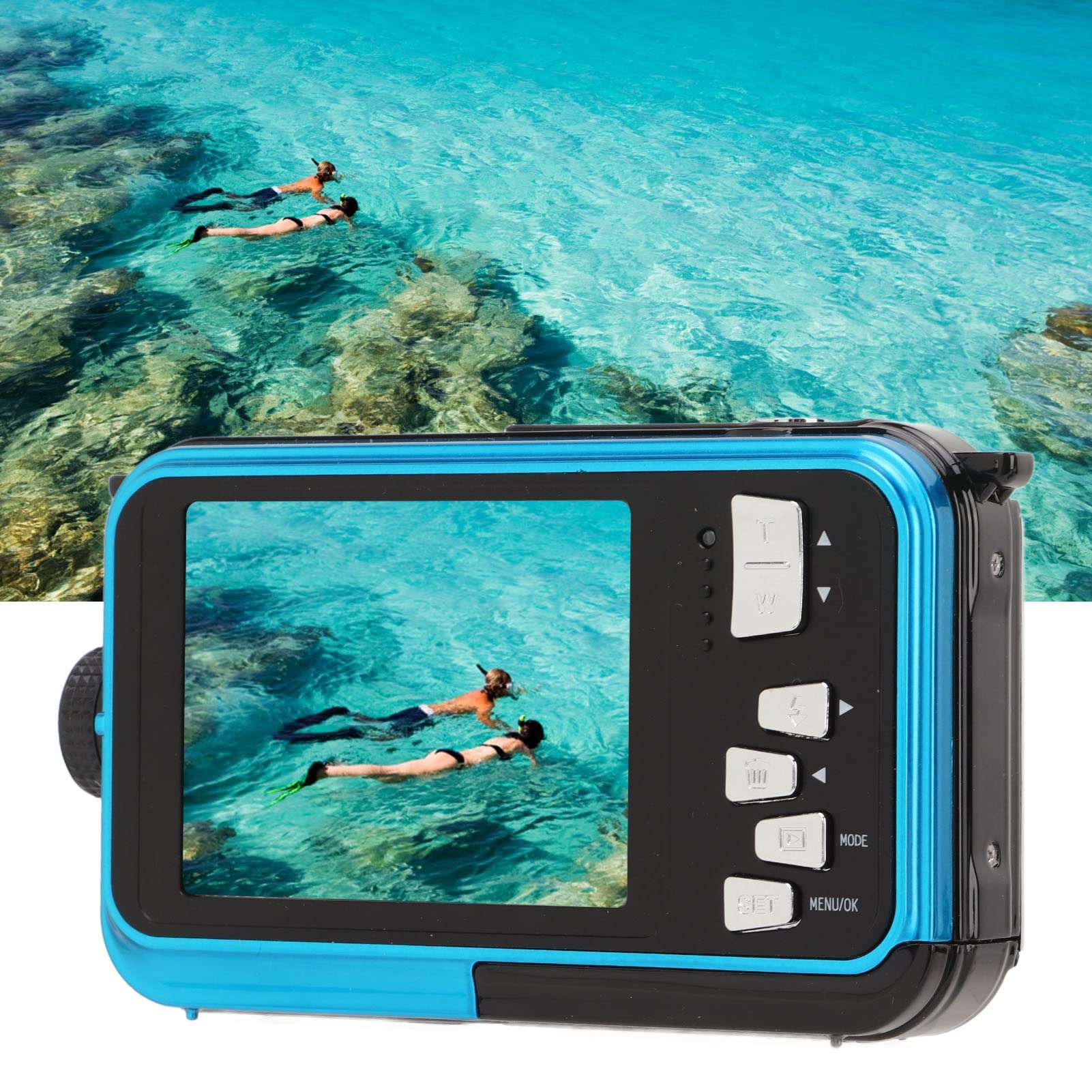 Digital Camera, 1080P 30MP 2.7 Inch Screen Underwater Camera,10FT for Snorkeling, Selfie Screen Design, Recording While Charging 5