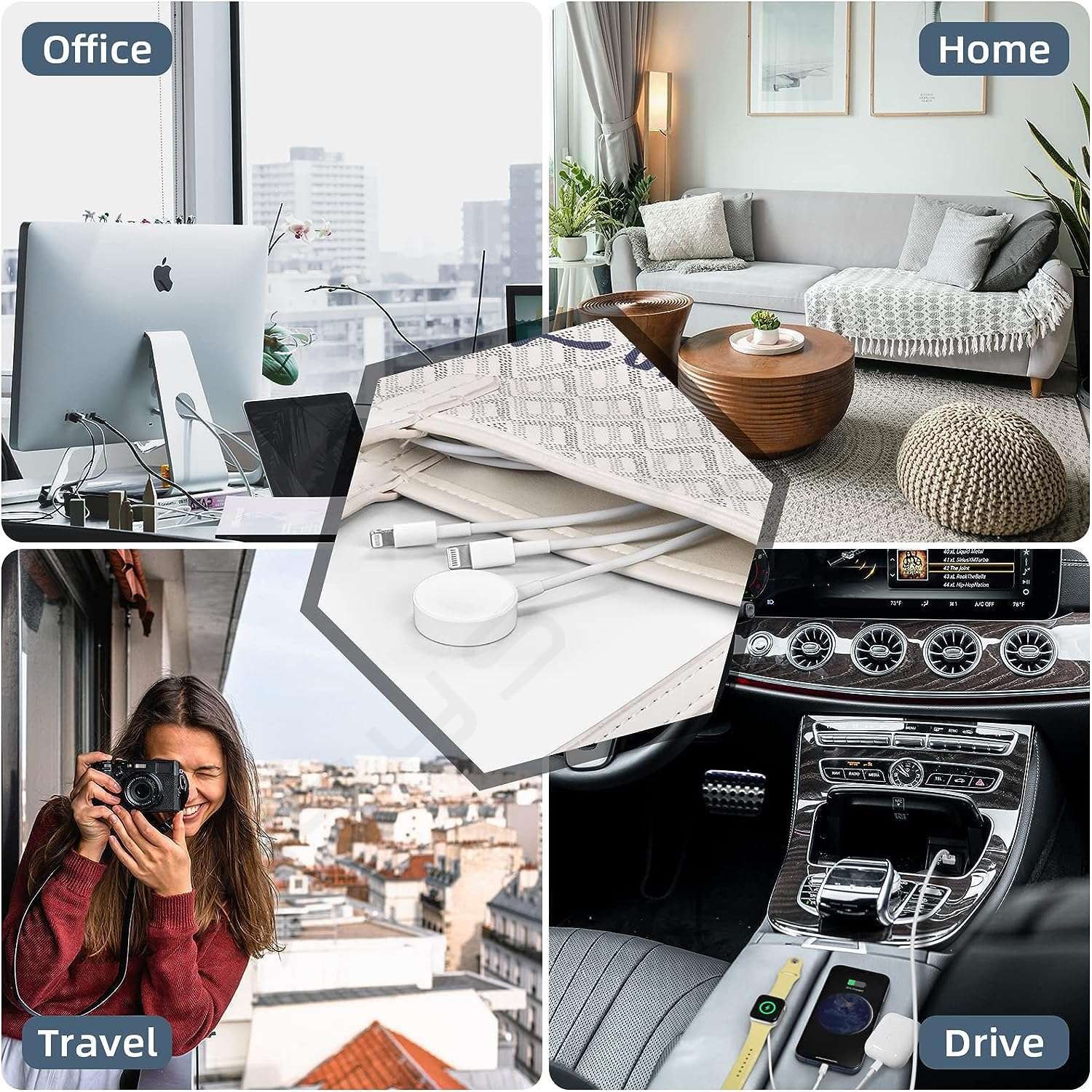 Compatible for Apple Watch Charger 3-in-1 Smart Watch Charger for iWatch Ultra/Se/8/7/6/SE/5/4/3/2/1 & for iPhone 14/13/12/11/Pro/Max/Xr/Xs/X/Airdops Series for Watch Charger Cable Charging,3.3Ft 5