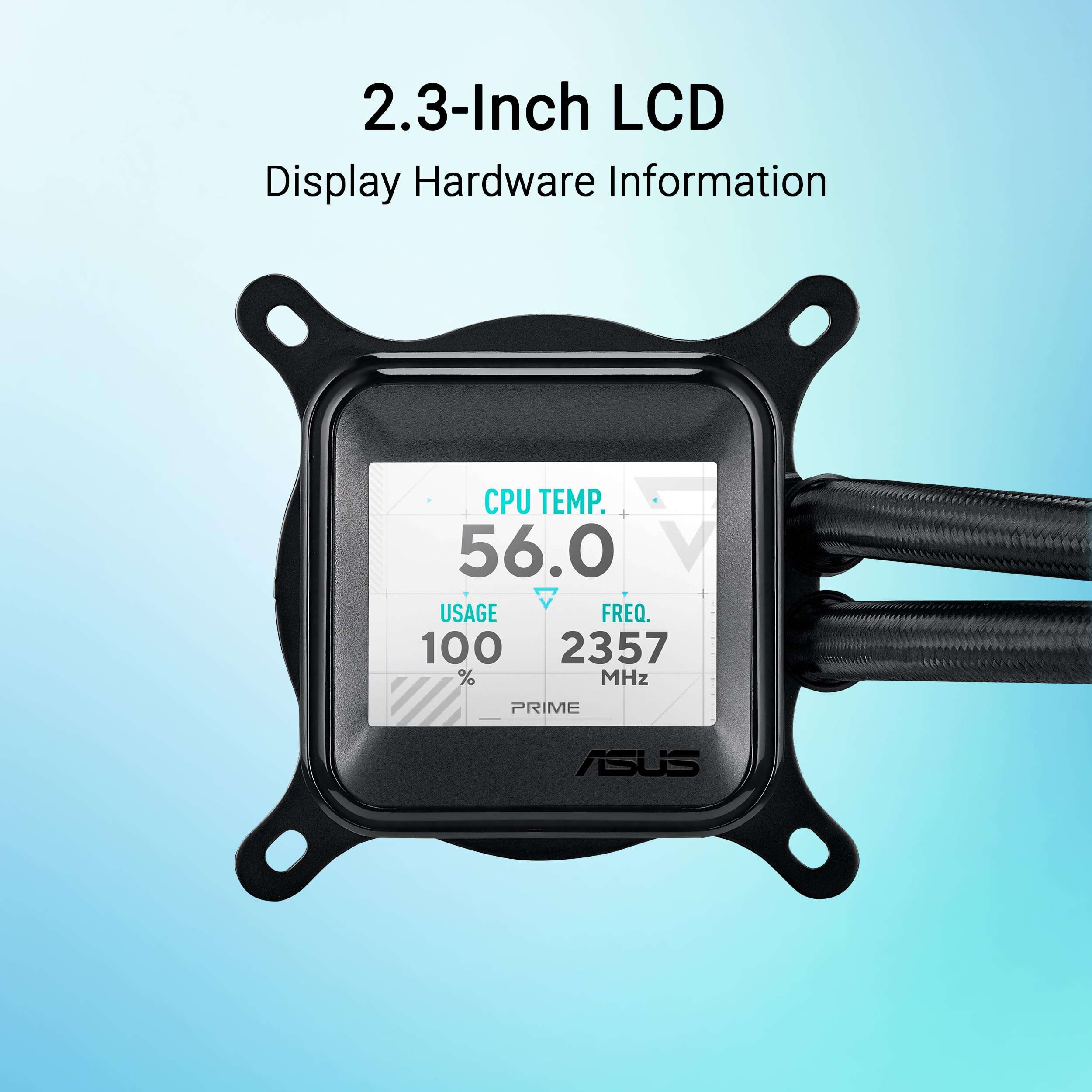 ASUS Prime LC ARGB LCD All-in-one CPU Liquid Cooler with Sharp Screen showcasing CPU & GPU Information with Different Background, high-Performance Pump Armed with Robust Motor, Daisy-chainable Fans 5
