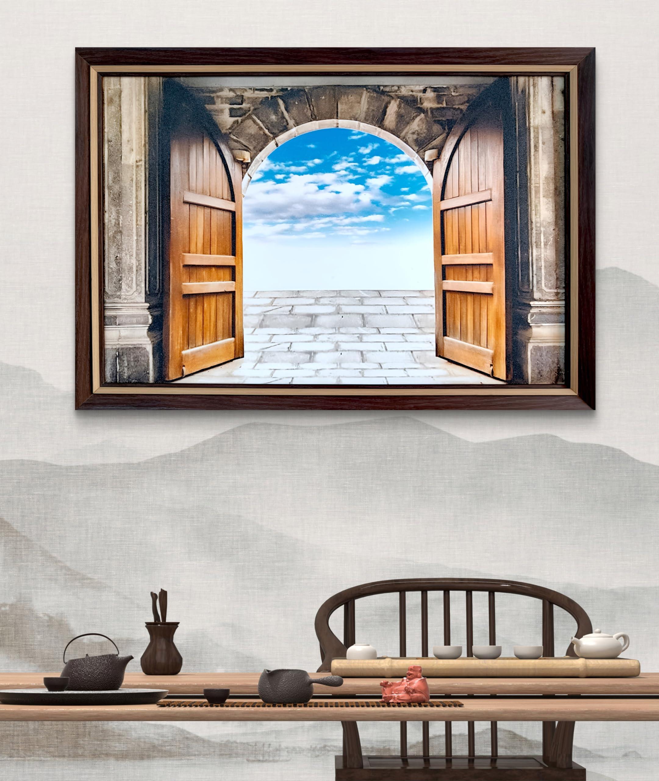 Elegance Vastu Virtual Door Entry Painting Picture Frame for Home Office Gifts Frame Outer Size- 19.5 length x 13.5 height inch,Picture Visible Size- 18 length x 12 height inch