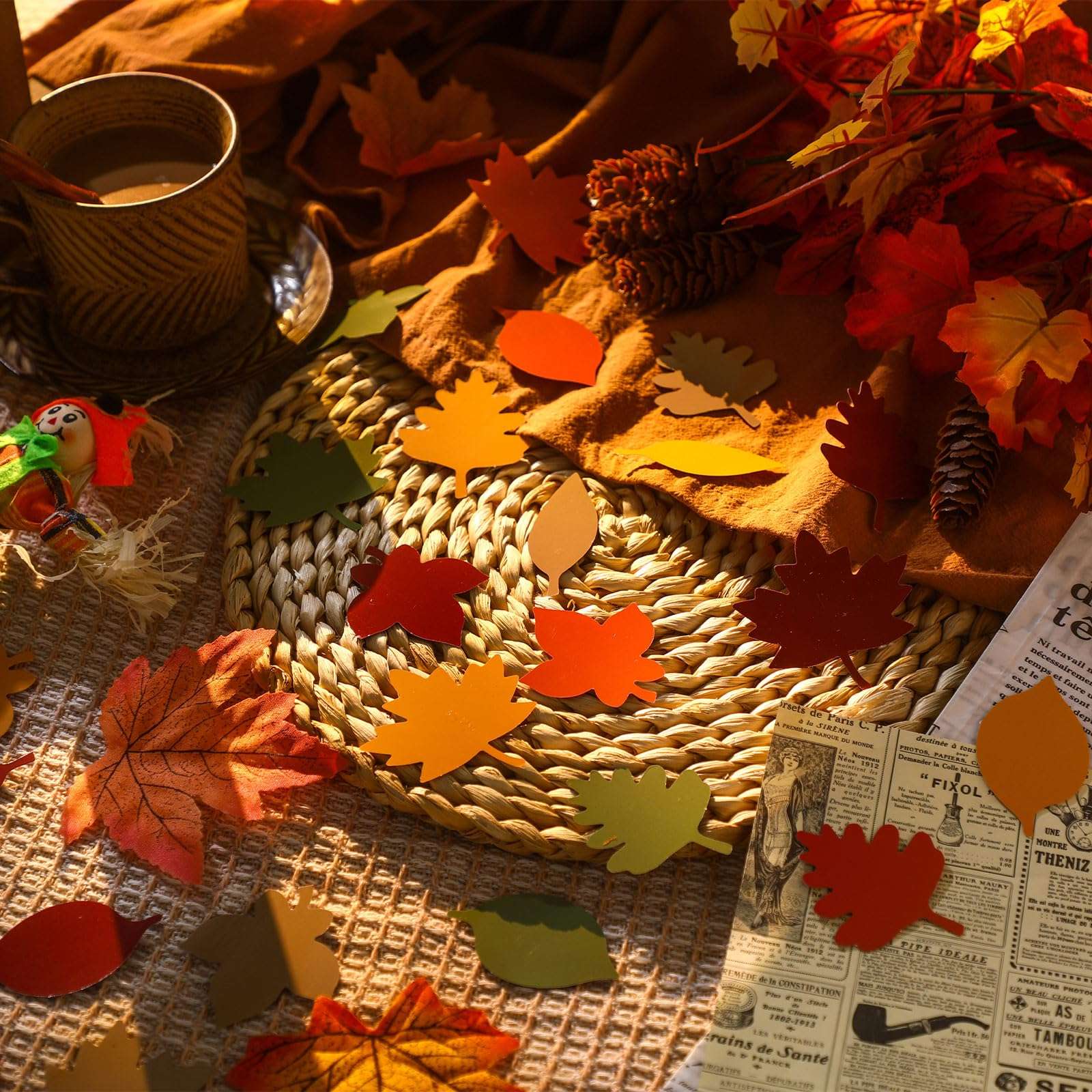 Hillban 125 Pcs Paper Fall Leaves Die Cuts Bulk Autumn Leaf Cutout Thanksgiving Autumn Leaves Decoration Multicolor Mixed Autumn Leaves for Fall Bulletin Board and Craft Projects Party Decor 4