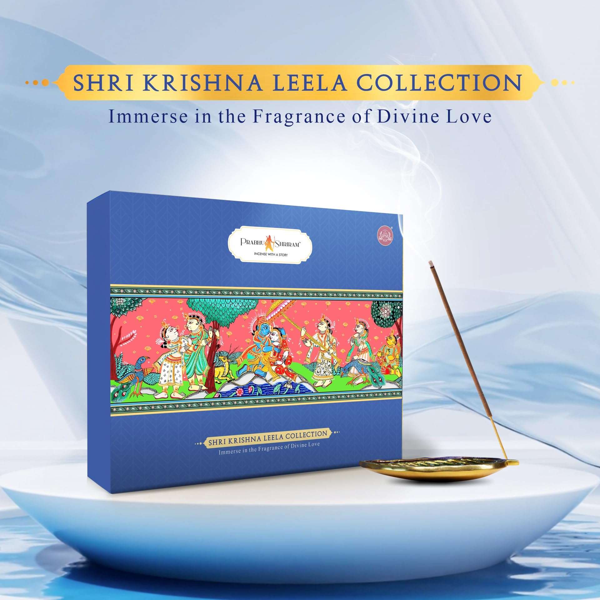 JPSR Shri Krishna Leela Incense Sticks Gift Set | Traditional Ayurvedic Temple Fragrances | 10 Premium Natural Scents with Pattachitra Art & Free Peacock Feather Holder Premium Pooja Agarbatti 3