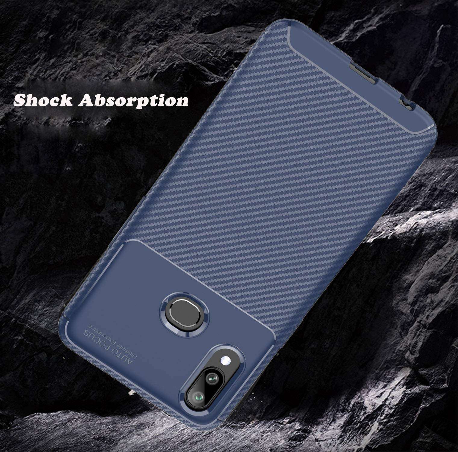 Designed for Samsung Galaxy A30 / A20 Case Carbon Fiber Business Style Ultra Thin Lightweight Cover (Blue) 6
