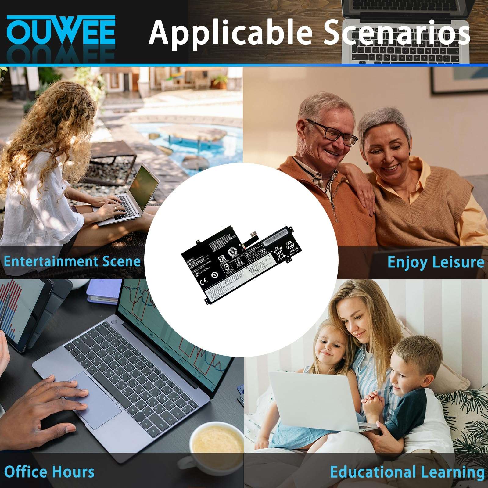 OUWEE L19L3PG1 Laptop Battery Compatible with Lenovo 100e 300e Chromebook 2nd Gen AST 82CE Series L19M3PG1 SB10X68685 5B10X65680 5B11A25394 L19C3PG1 5B10X65682 5B11A25392 5B10X65684 5B11A25390 47.6Wh 5