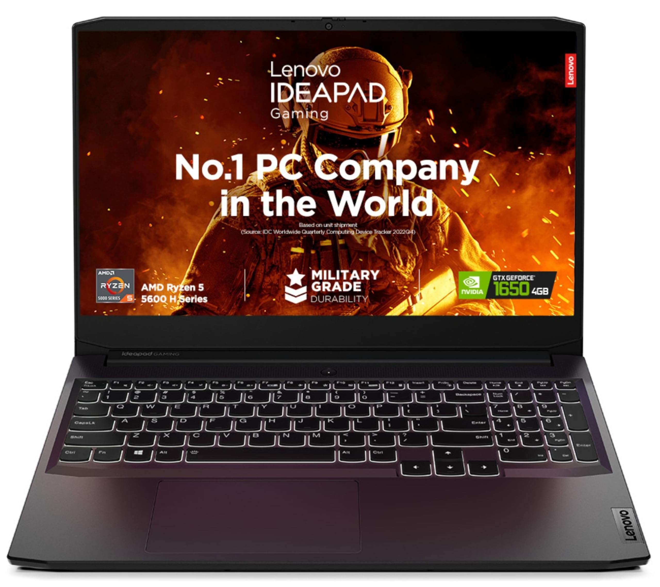 Lenovo IdeaPad Gaming 3 AMD Ryzen 5 5600H 15.6" (39.62cm) FHD IPS 250nits 120Hz Gaming Laptop (16GB/512GB SSD/Win 11/Office 21/NVIDIA GTX 1650 4GB/Alexa/3 Month Game Pass/Black/2.25Kg), 82K2025XIN