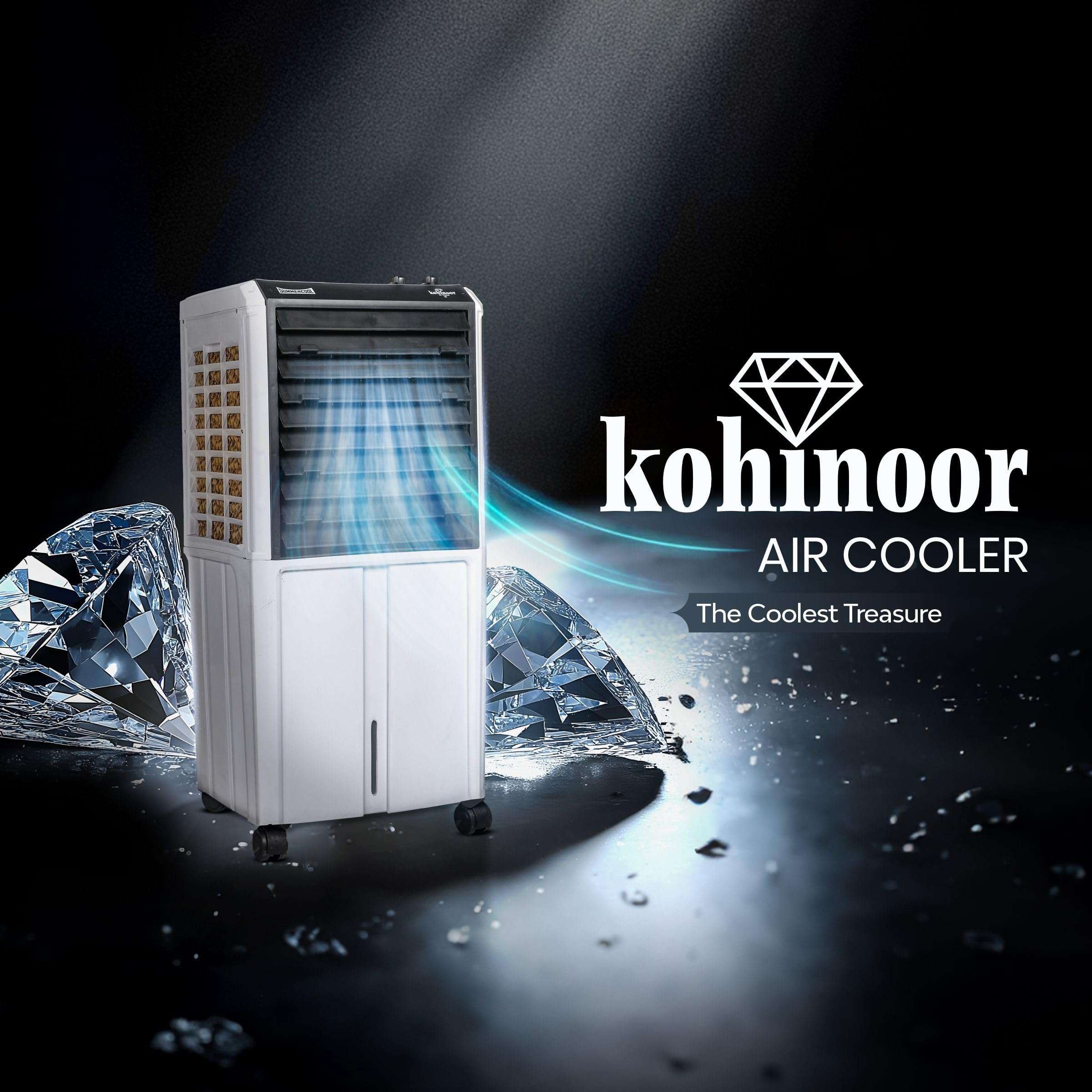 SUMMERCOOL Kohinoor 65L Desert air cooler with wheel for Room | High Speed Fan | 25ft powerful air throw | Inverter Compatible | HoneyComb| Collapsible Louvres | 1 year warranty| White (65 Lts) 4