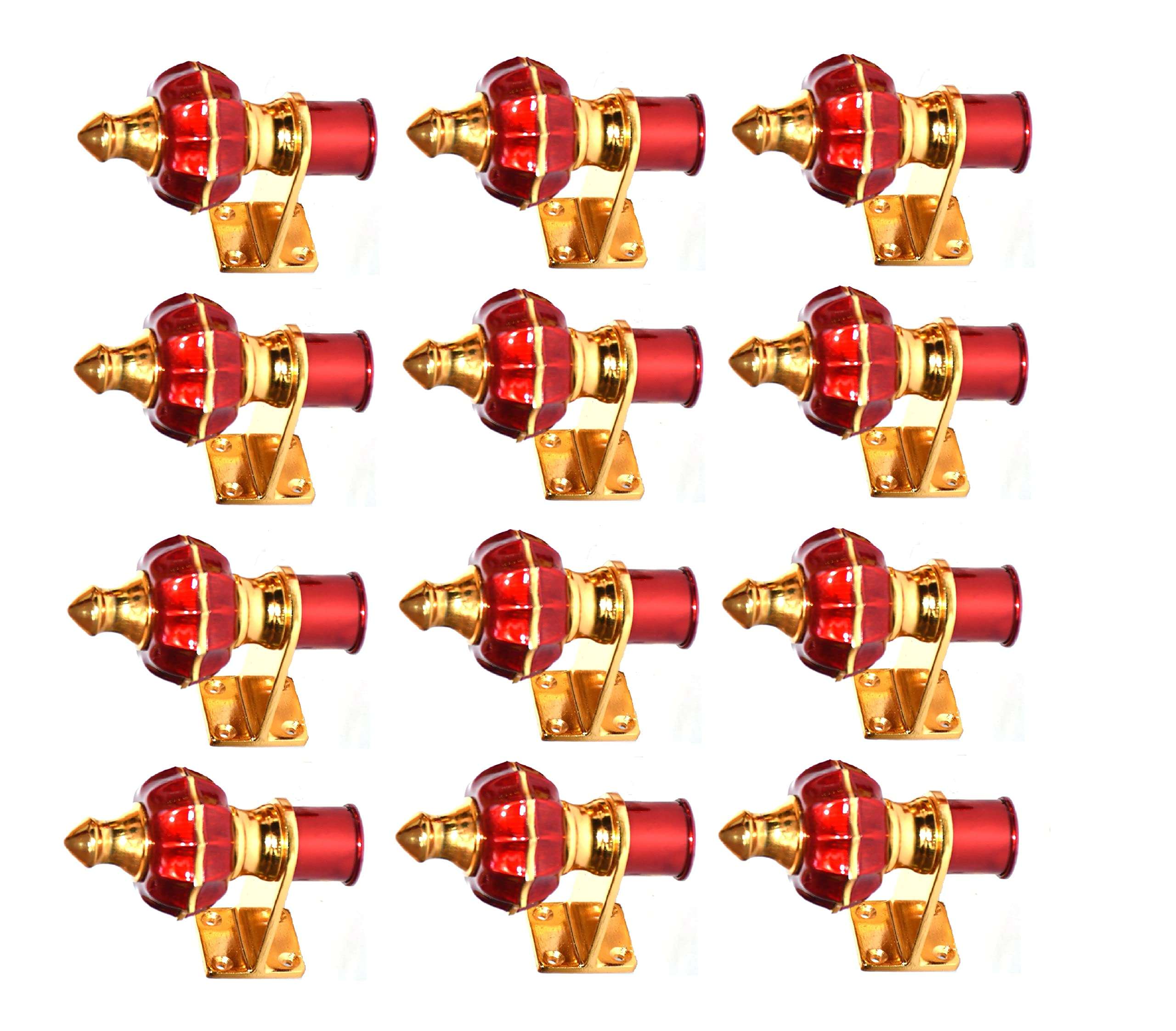 GHAR DWAR Ghardwar (Pack of 6 Pair) Zinc Alloy Antique Mandir 12 Pehel Cherry Gold Finish Curtain Bracket Window Curtains Holder Support for Window & Door Fitting 1