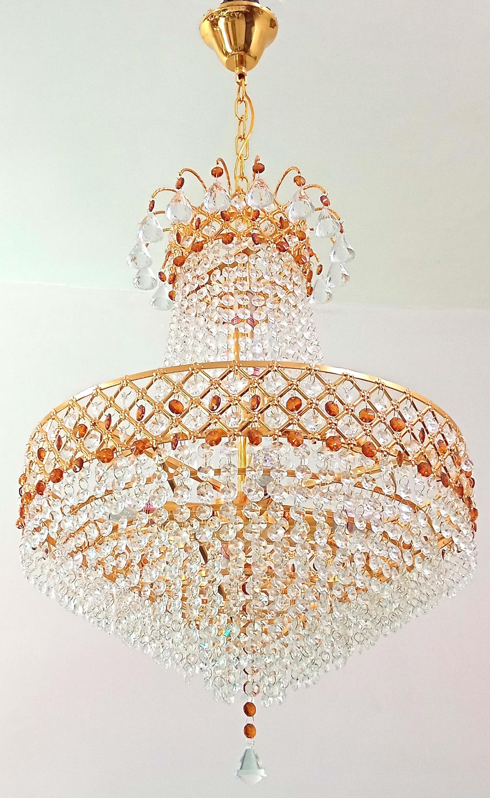 SHRI MAHAL ANTIQUES Crystal Big Size Jhumar Ceiling Light