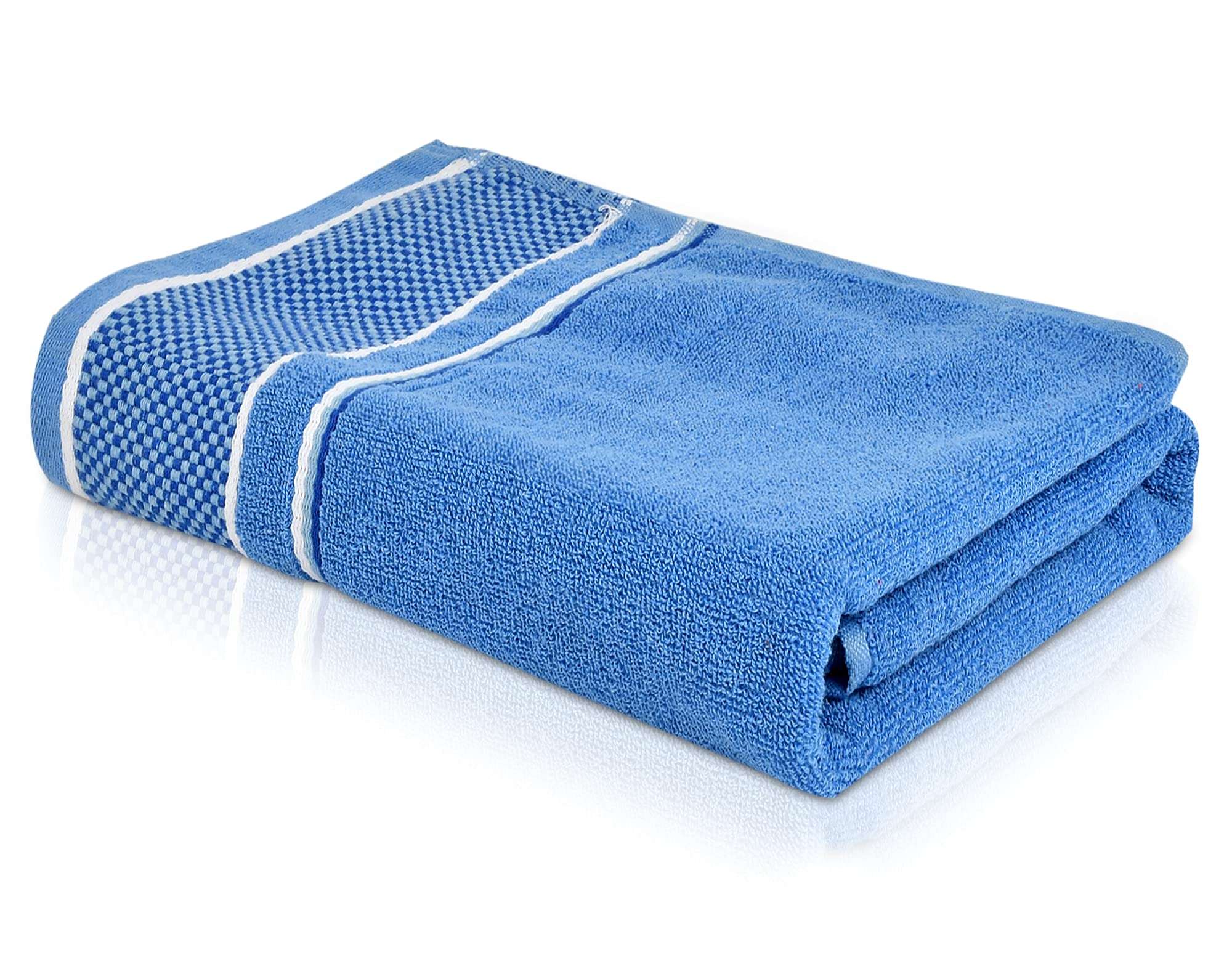 Kuber Industries Square Design Luxurious, Soft Cotton Bath Towel, 30"x60"- Pack of 2 (Blue & Red)-HS_38_KUBMART21223 4