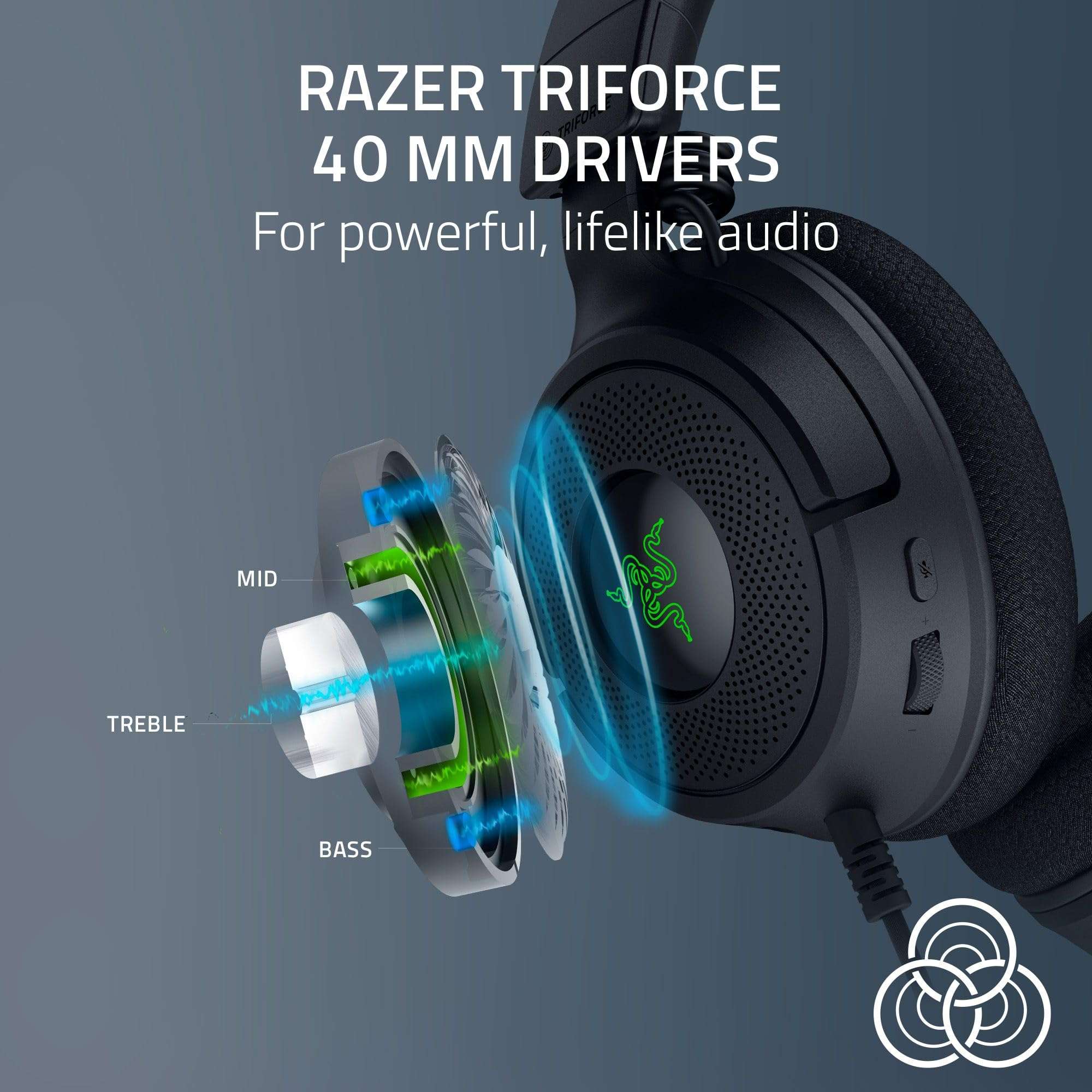 Razer Kraken V4 X Wired Gaming Headset: 40 mm Drivers - Cardioid Mic - Memory Foam Cushions - Chroma RGB Lighting - Type C & Type A Cable - for PC, Mac, PS5, Nintendo Switch, Steam Deck, Smartphone 3