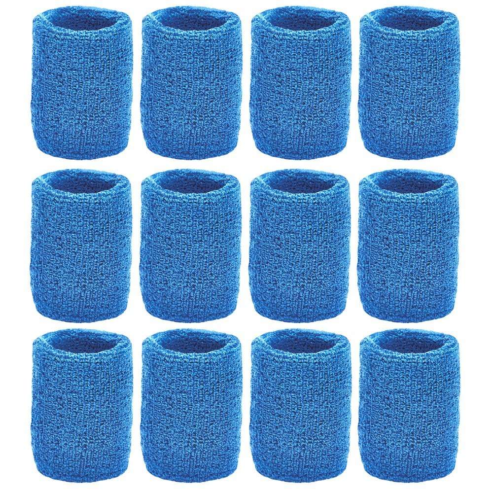 Unique Sports Wristbands/Sweatbands Pack of 12 (6 Pair) Blue