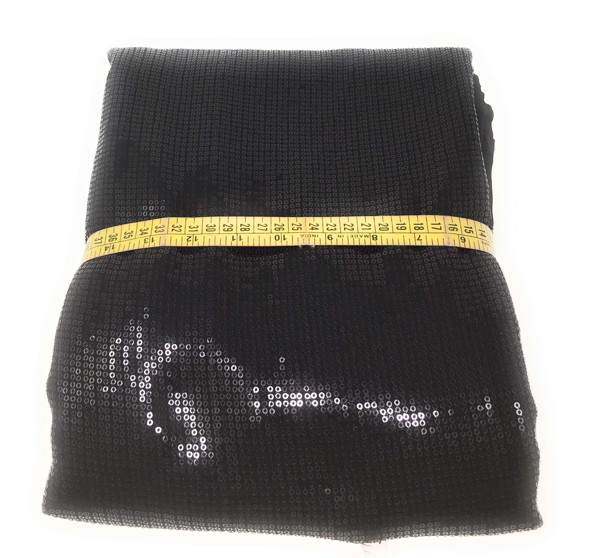 Inhika Womens Gold Sequins Fabric Material for Blouse,Kutri, Lehanga 1,1.25,2,2.5,3,5 (Gold,Black,Silver, Maroon, Red, Blue, Green,Wine) (1.25 Meter, Black) 3