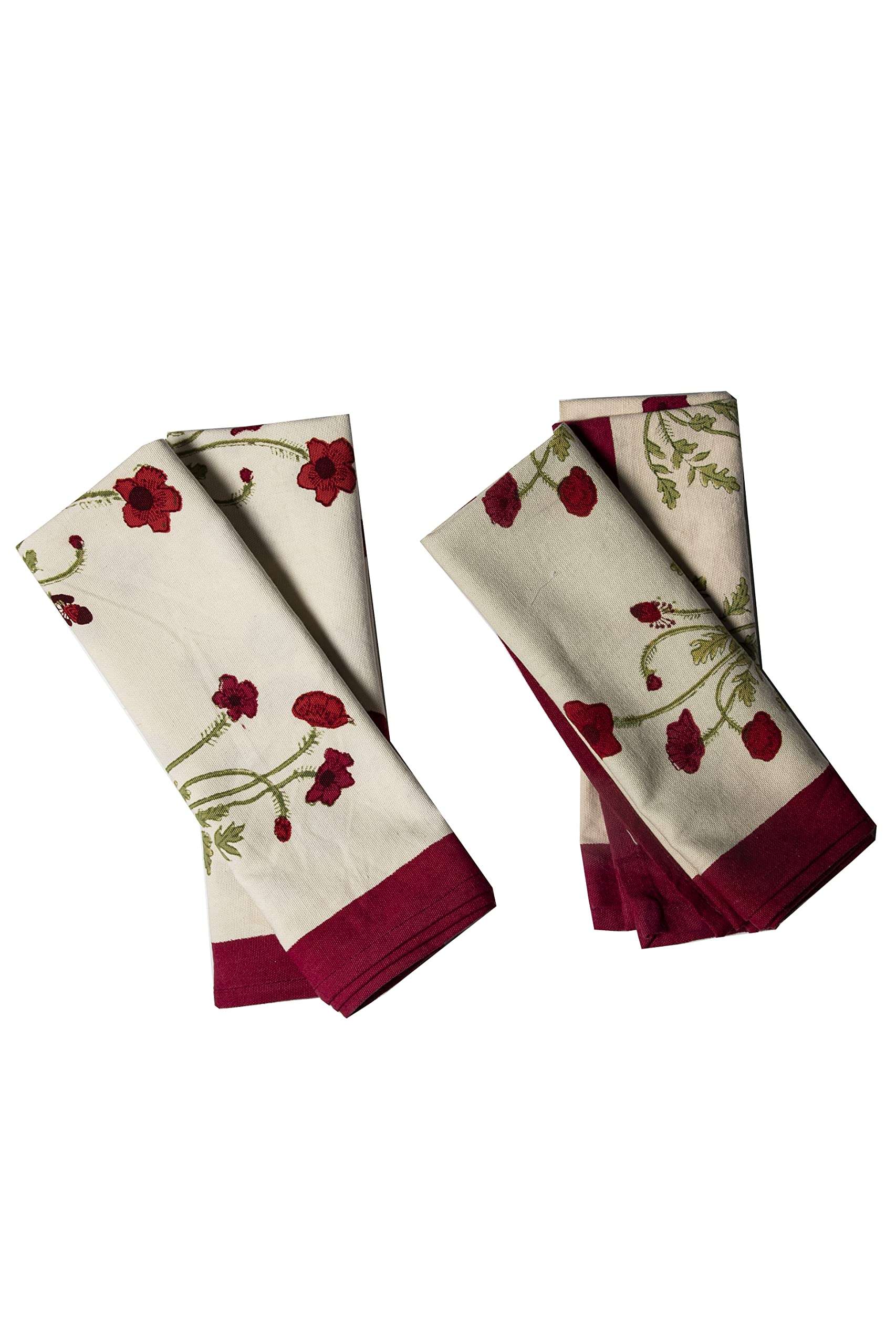 CONTRAST LIVING Ranjanai Hand Block Printed Kitchen Towel/Dish Towel/Hand Towel Multi Color Set of 3 Pcs 3