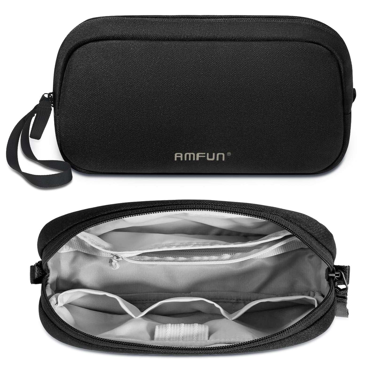AMFUN Electronics Organizer Travel Case Bag, Portable Tech Pouch Accessories Carry Storage, Water Resistant Travel Bag Cable Organizer for Phone, Cables, Power Bank, USB Flash Drive, Daily Items 1