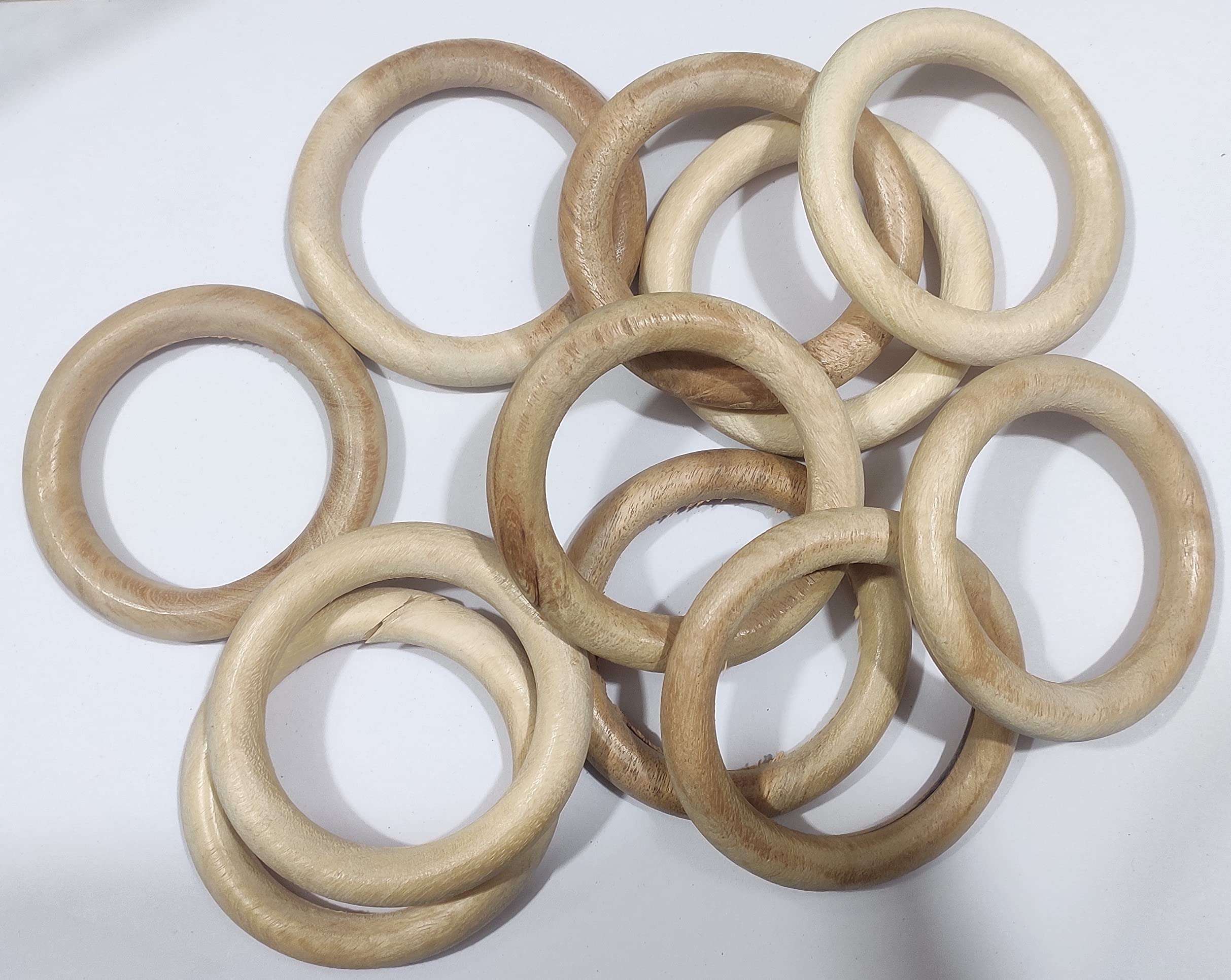 OMX Round Wooden Rings 2.84 inches (72 MM), Set of 12 PC Rings - Macrame, DIY Art and Craft, Jhula, Toran, Bag, Bunting, Door Hanging, Wall Hanging (2.8 Inch) 4