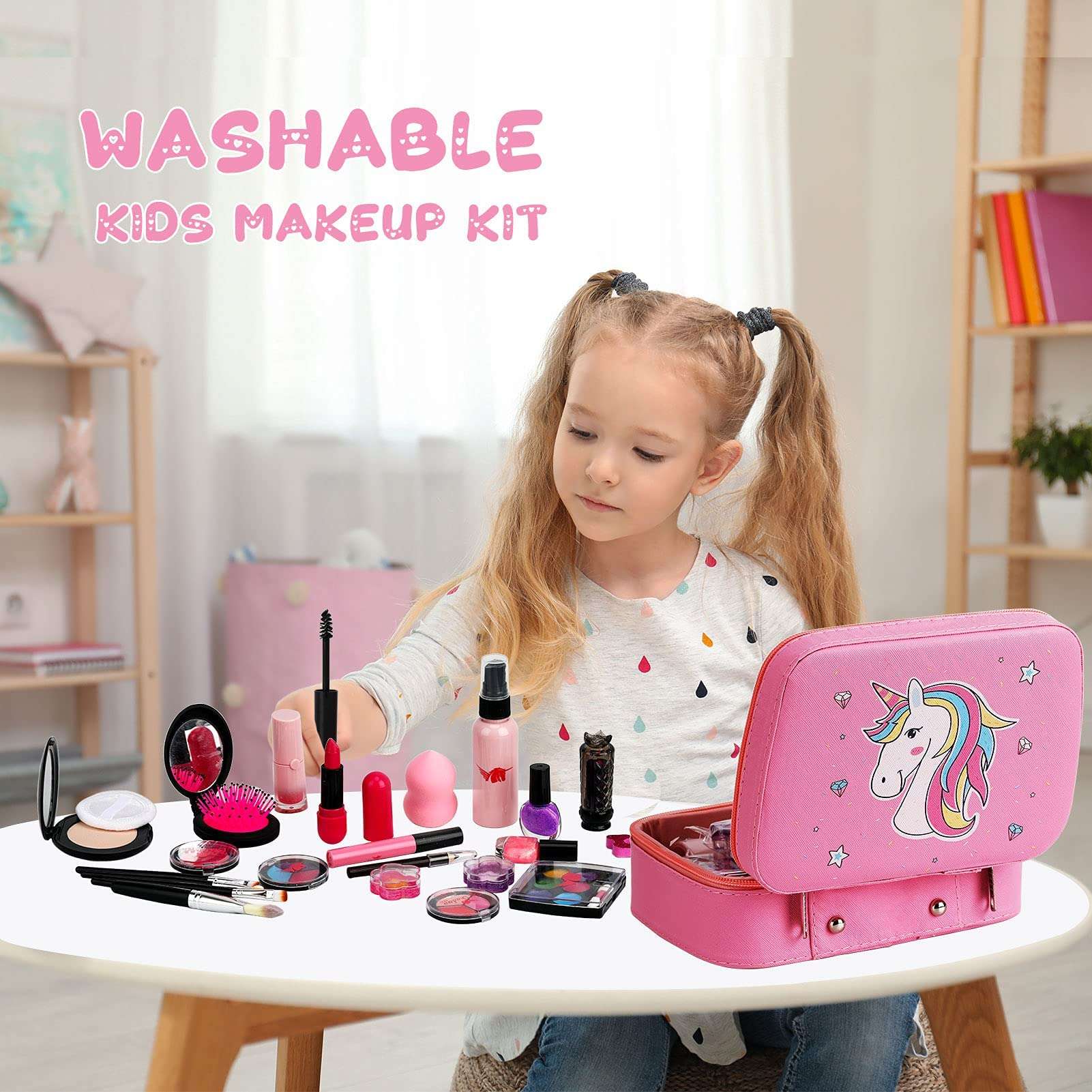 Kids Makeup Kit for Girl, Makeup for Kids, Washable Real Makeup Set for Little Girls, Toddlers Princess Pretend Play Make Up Set, Birthday Gifts Toys for Girl Aged 4 5 6 7 8 4